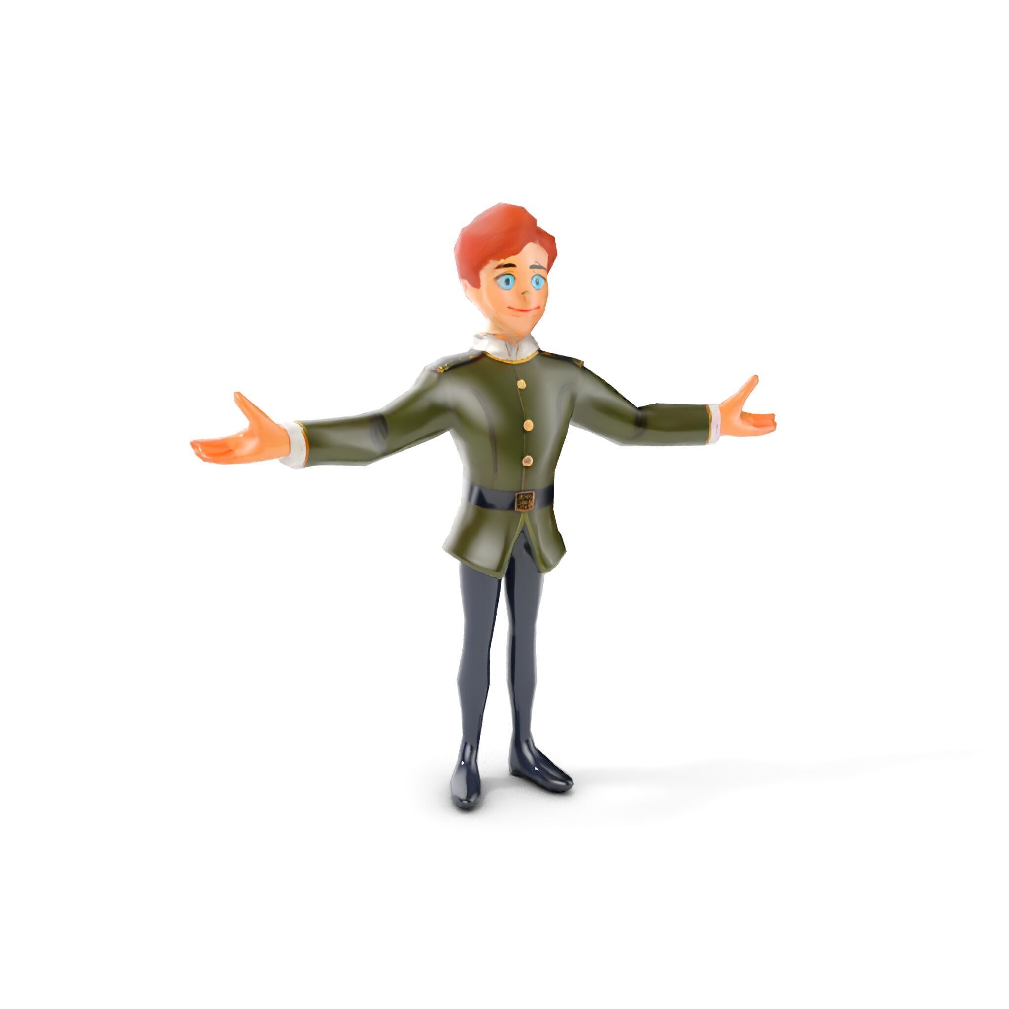 Animated Young Guard Character Rigged and Animated Low-poly 3D model_7