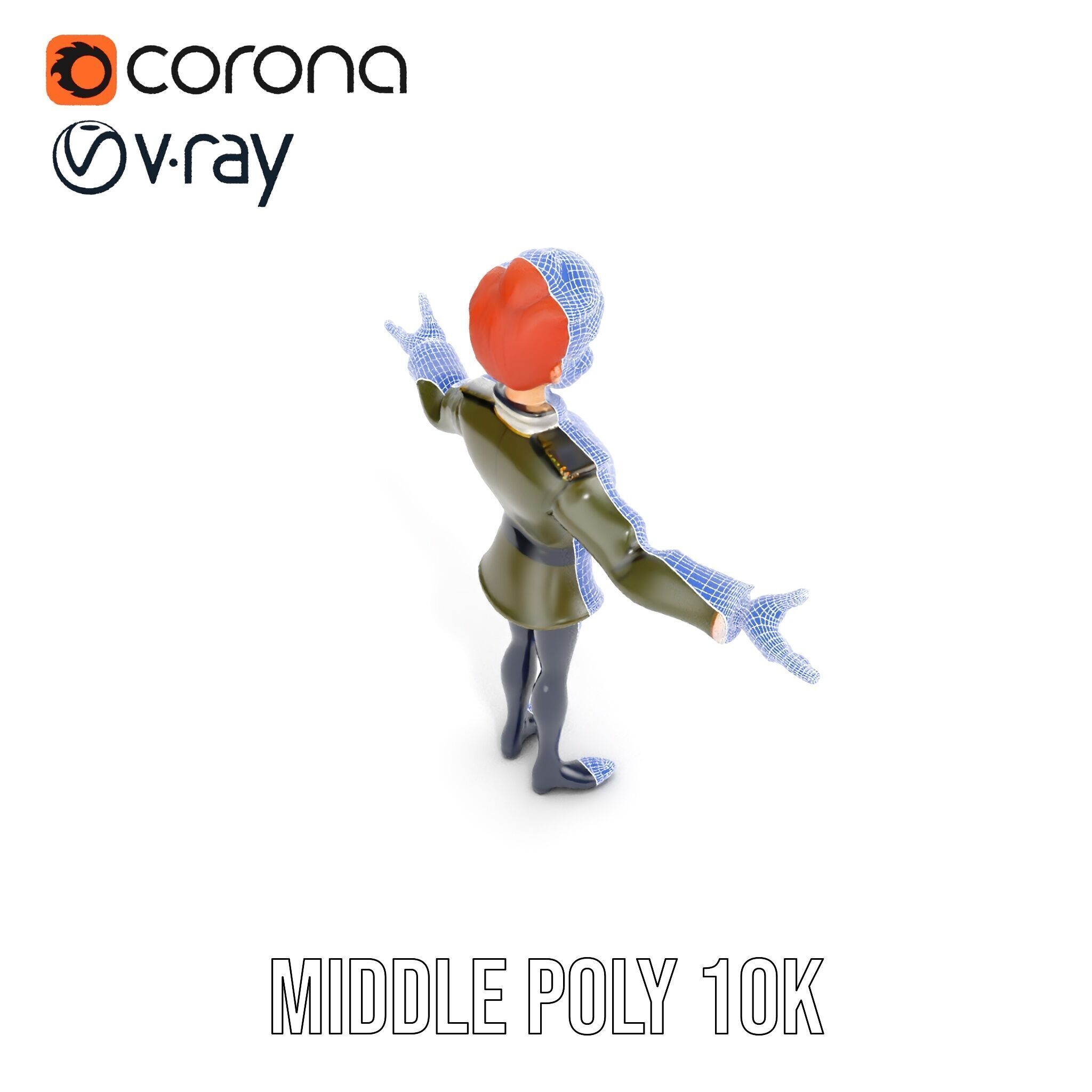 Animated Young Guard Character Rigged and Animated Low-poly 3D model_20