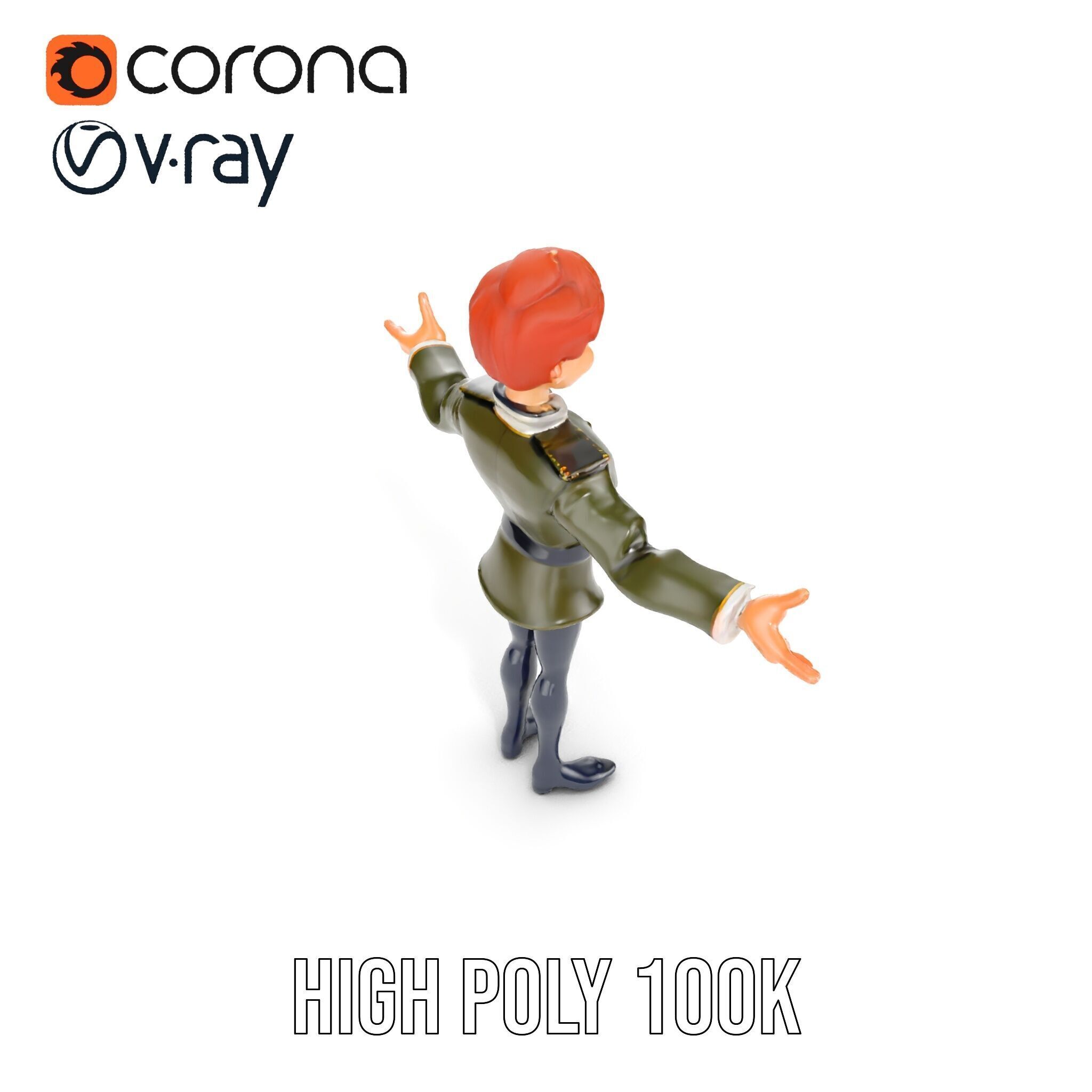 Animated Young Guard Character Rigged and Animated Low-poly 3D model_19