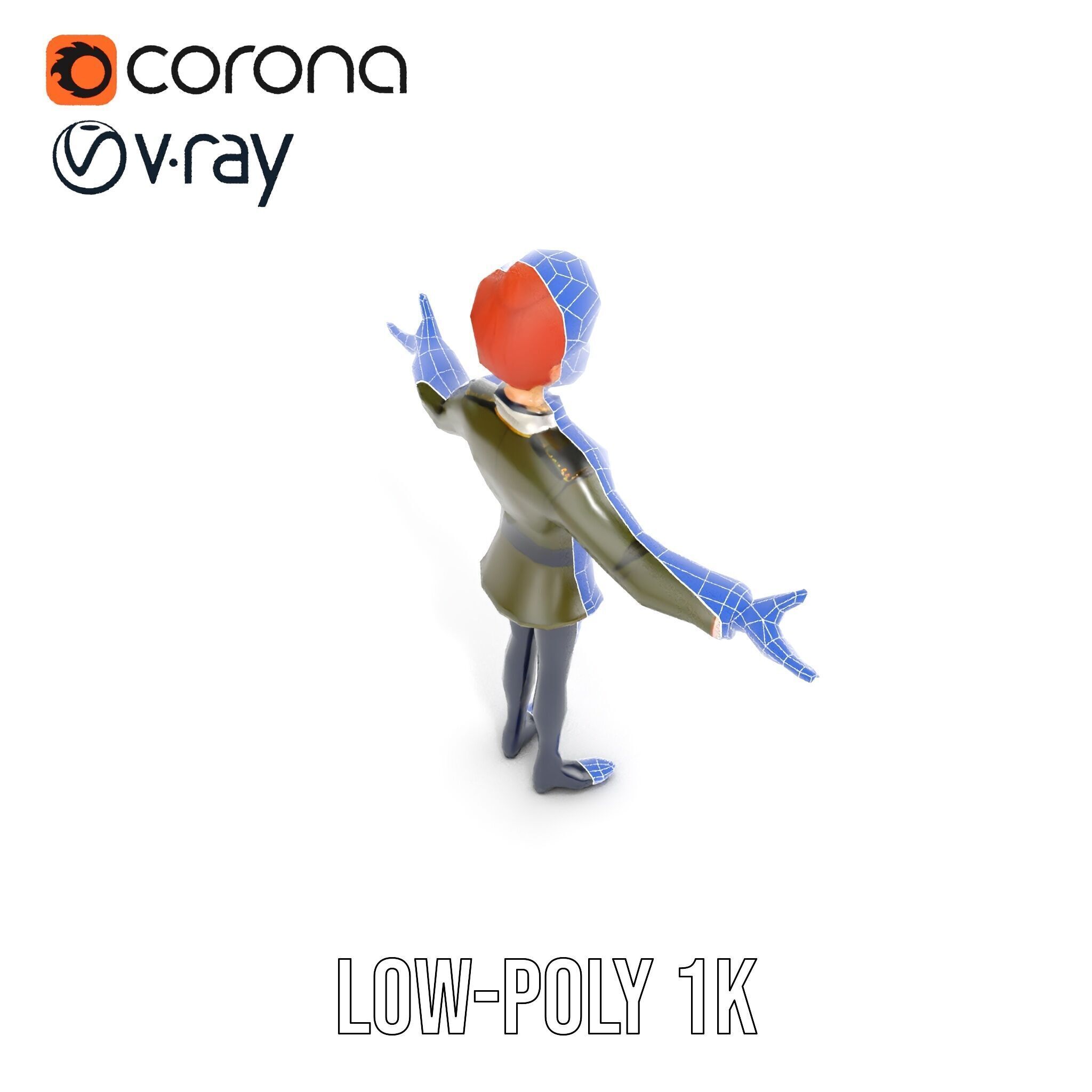 Animated Young Guard Character Rigged and Animated Low-poly 3D model_18