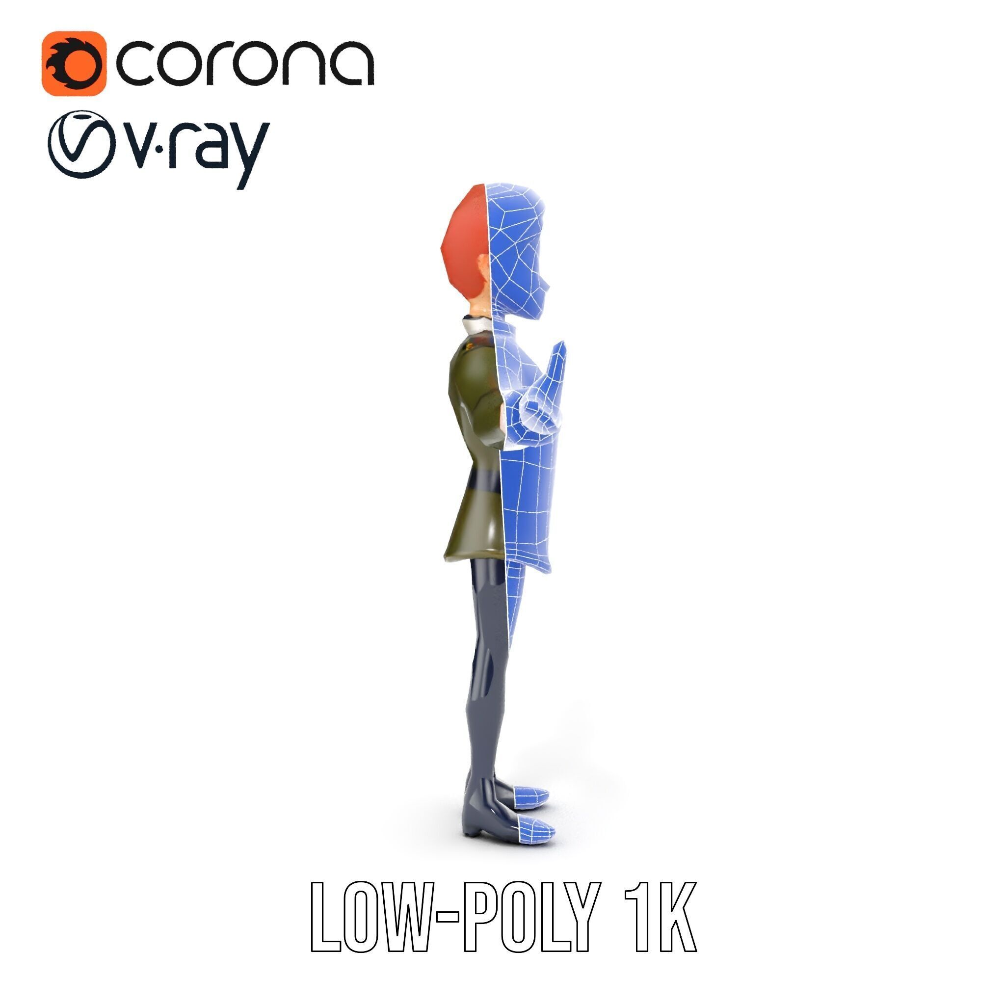 Animated Young Guard Character Rigged and Animated Low-poly 3D model_23