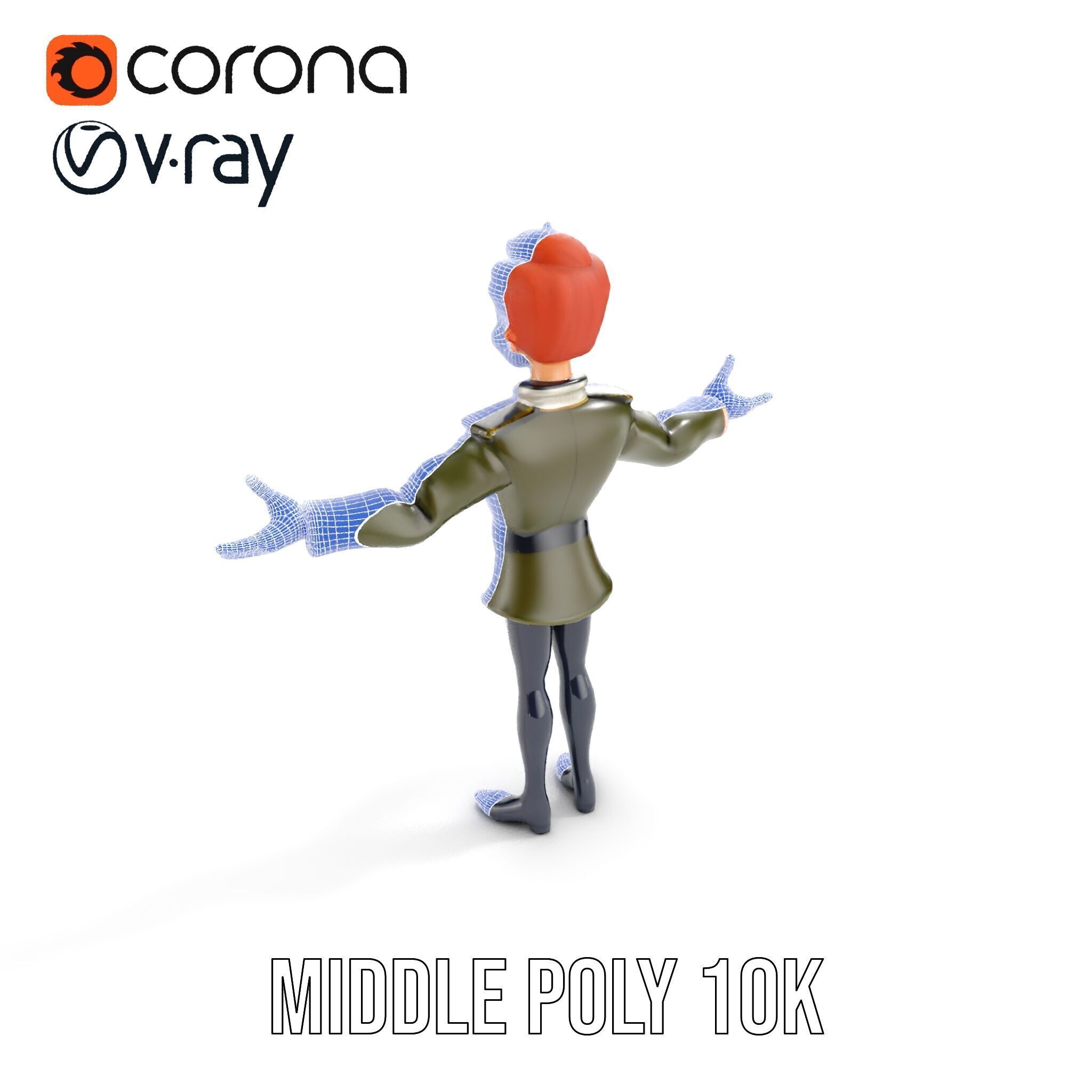Animated Young Guard Character Rigged and Animated Low-poly 3D model_15