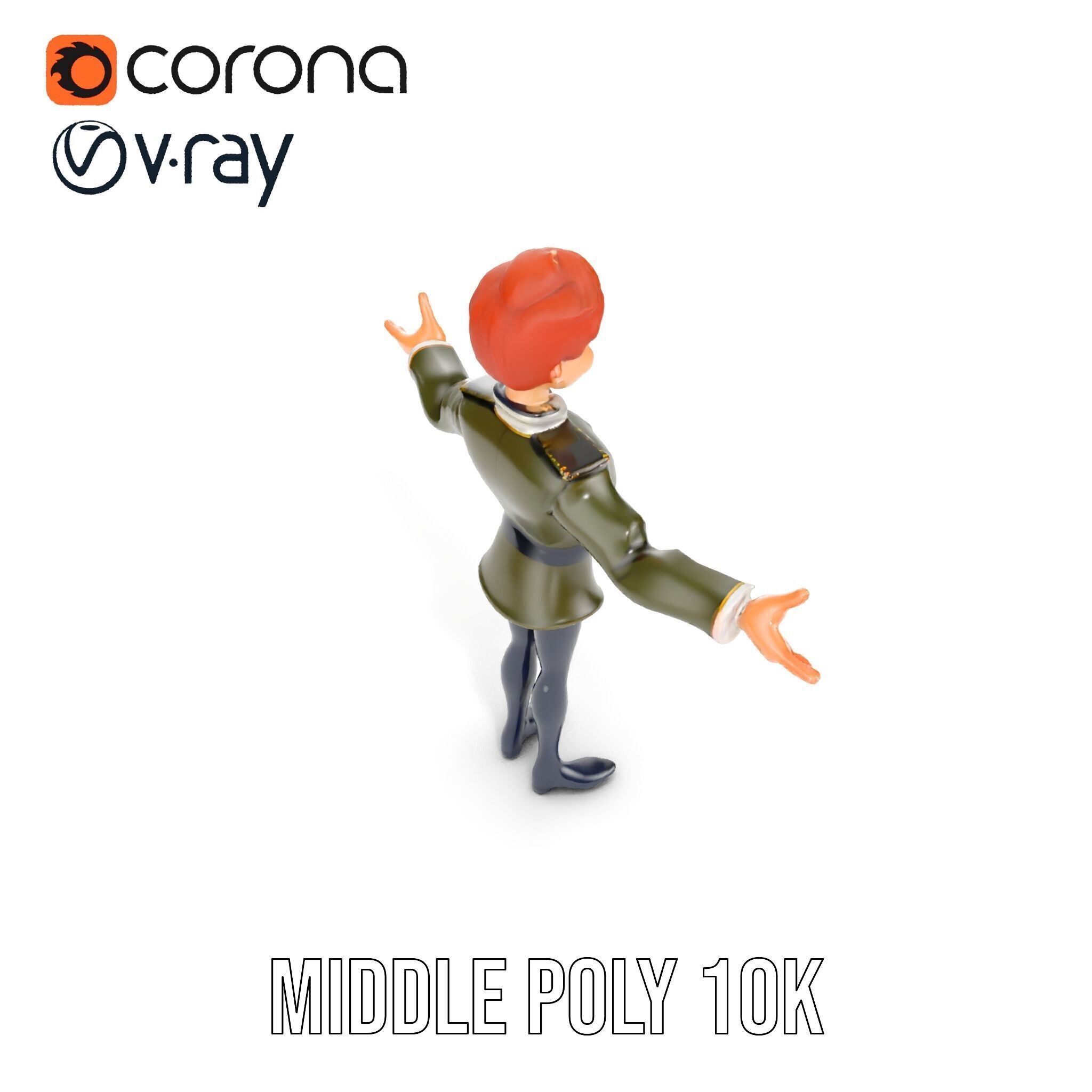 Animated Young Guard Character Rigged and Animated Low-poly 3D model_25