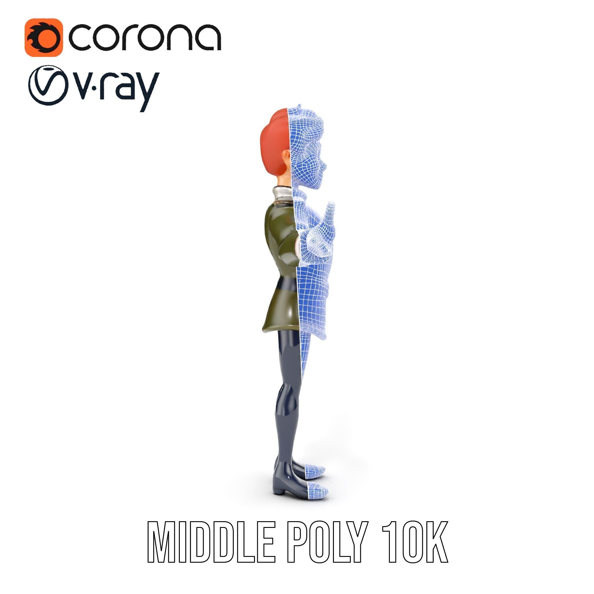 Animated Young Guard Character Rigged and Animated Low-poly 3D model_36