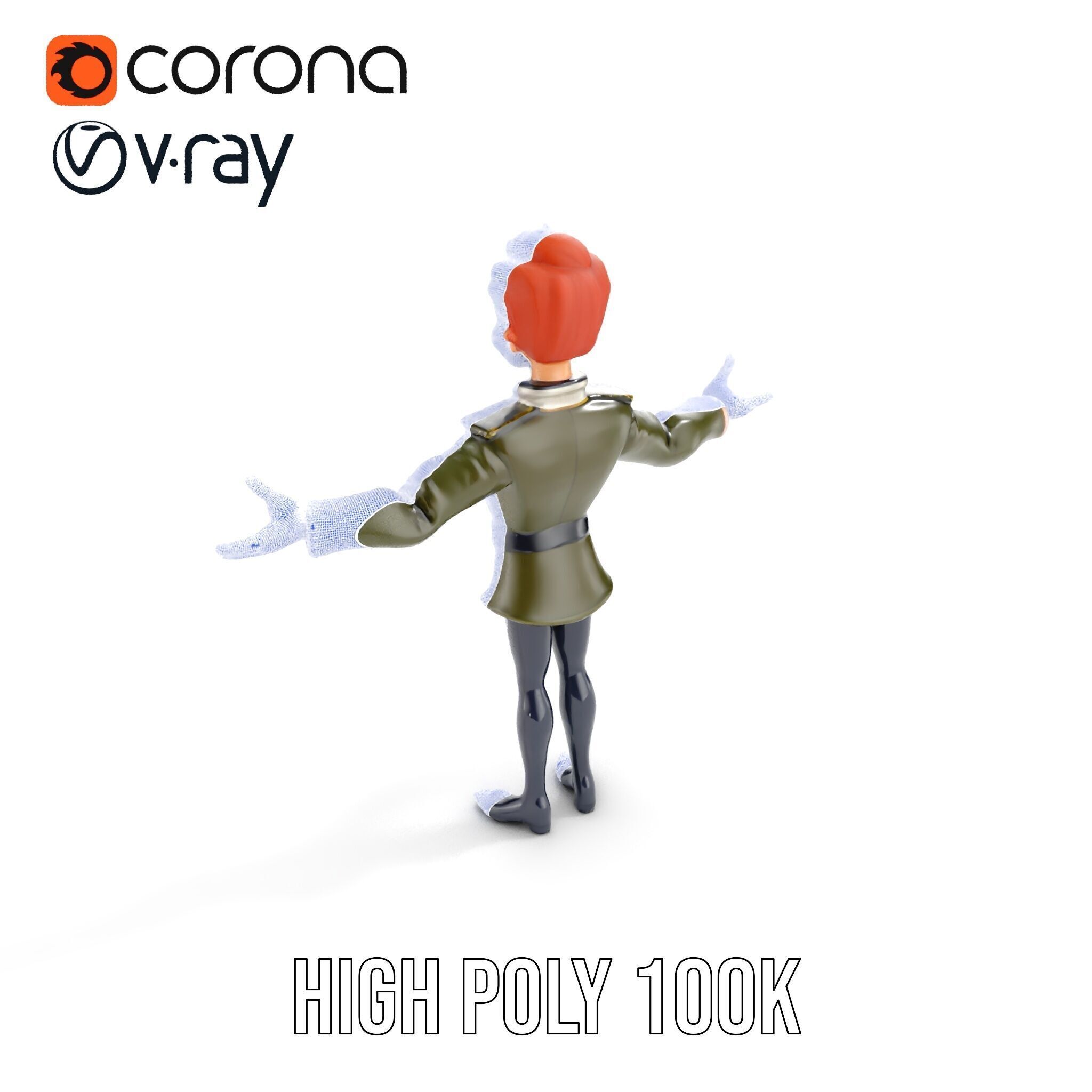 Animated Young Guard Character Rigged and Animated Low-poly 3D model_33