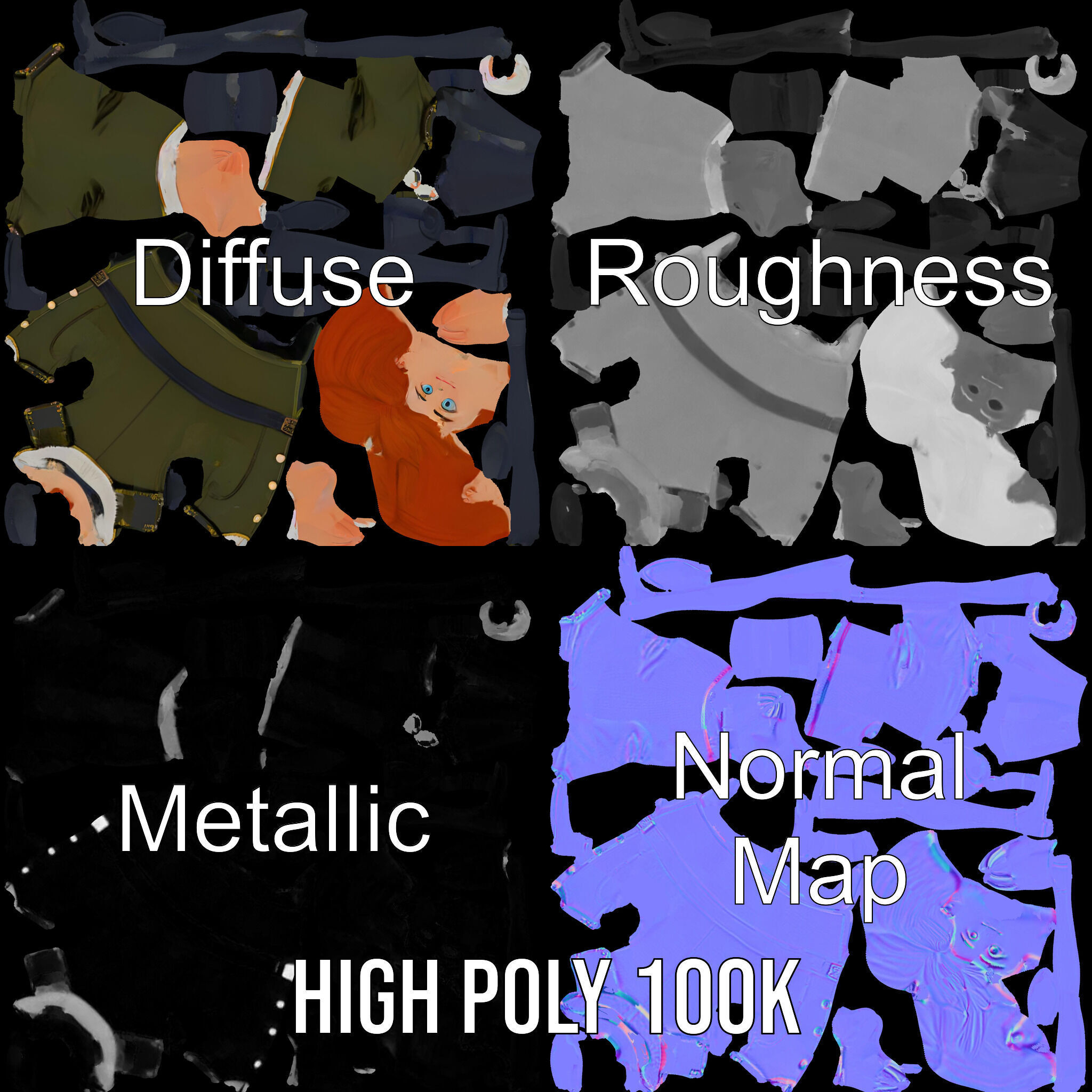 Animated Young Guard Character Rigged and Animated Low-poly 3D model_3