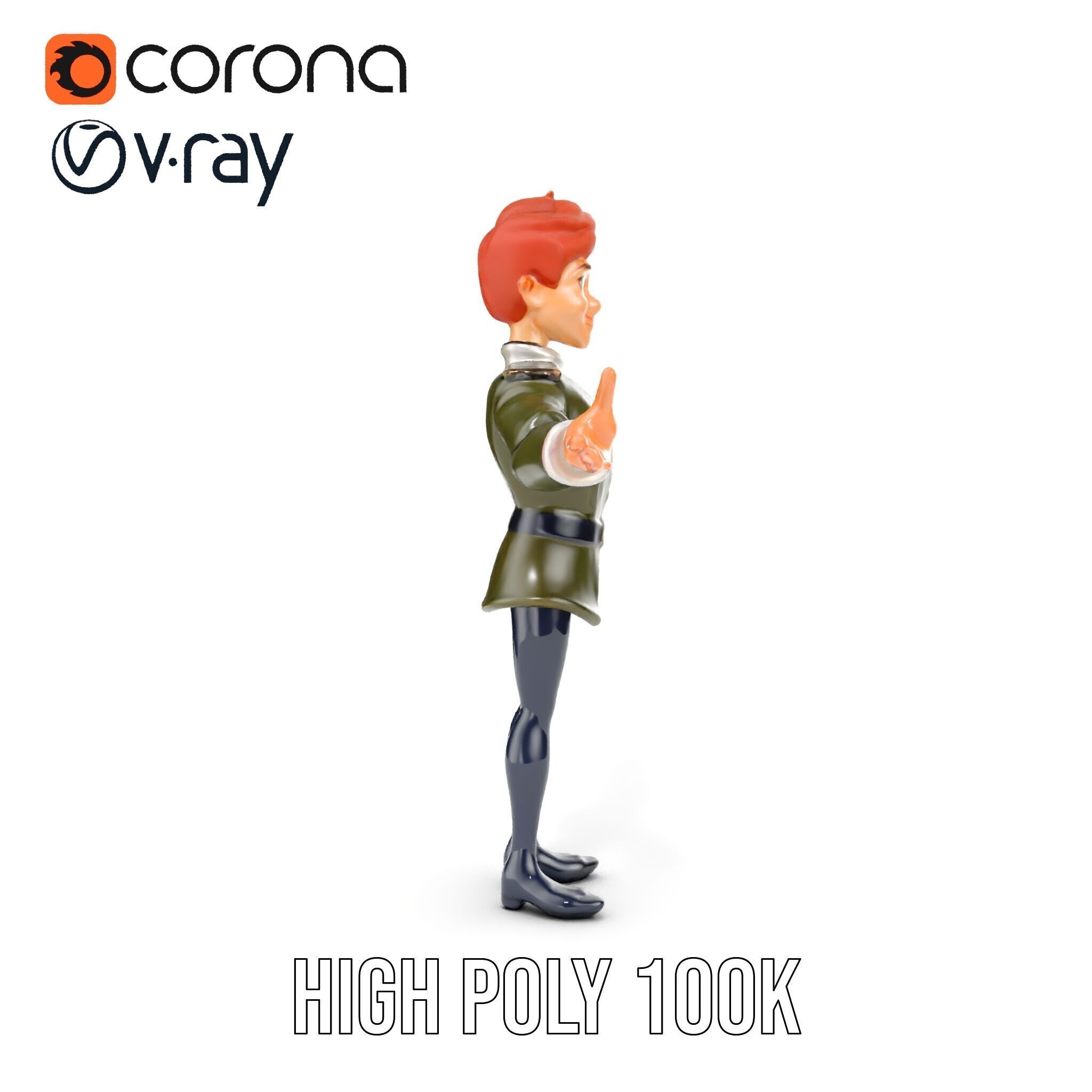Animated Young Guard Character Rigged and Animated Low-poly 3D model_30