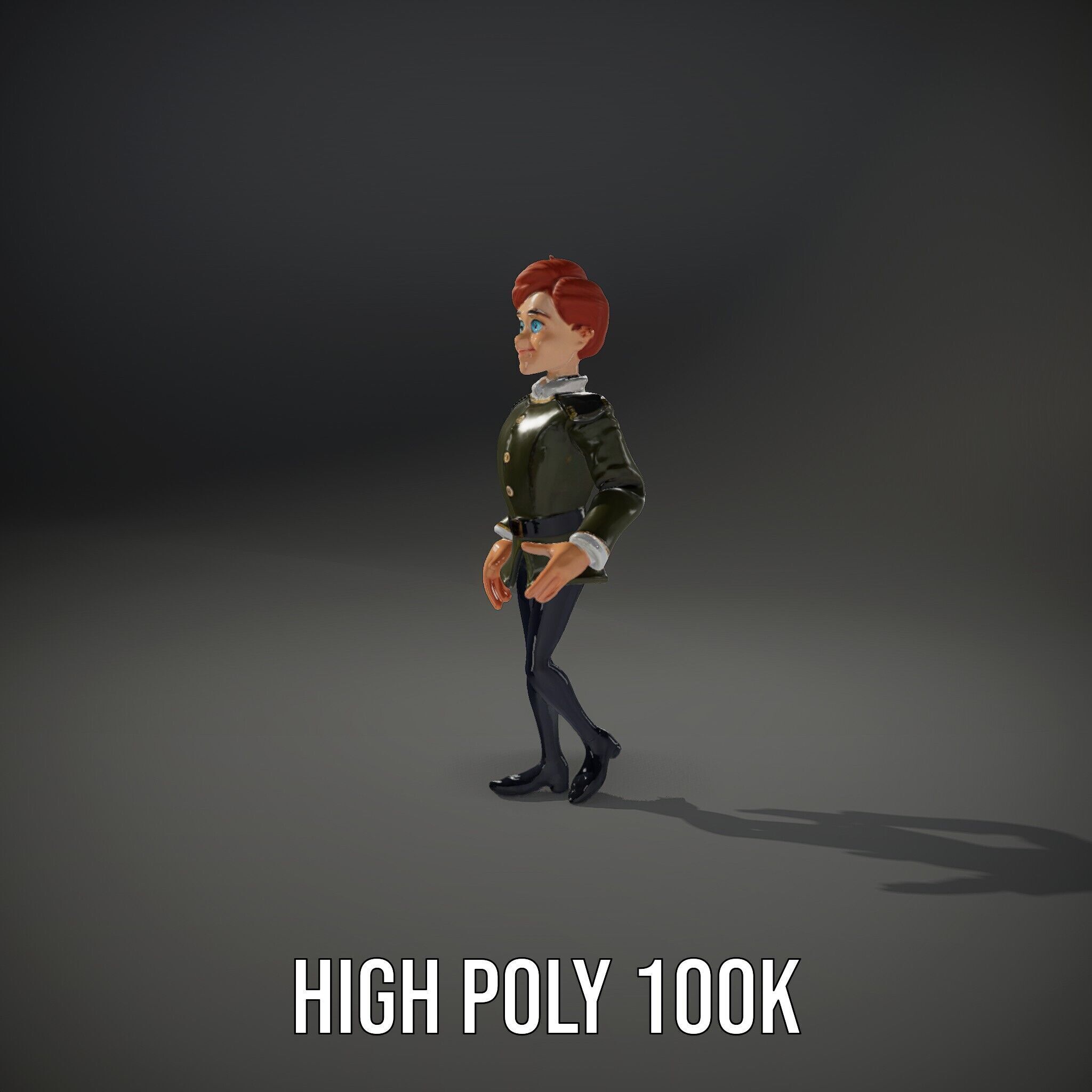 Animated Young Guard Character Rigged and Animated Low-poly 3D model_14