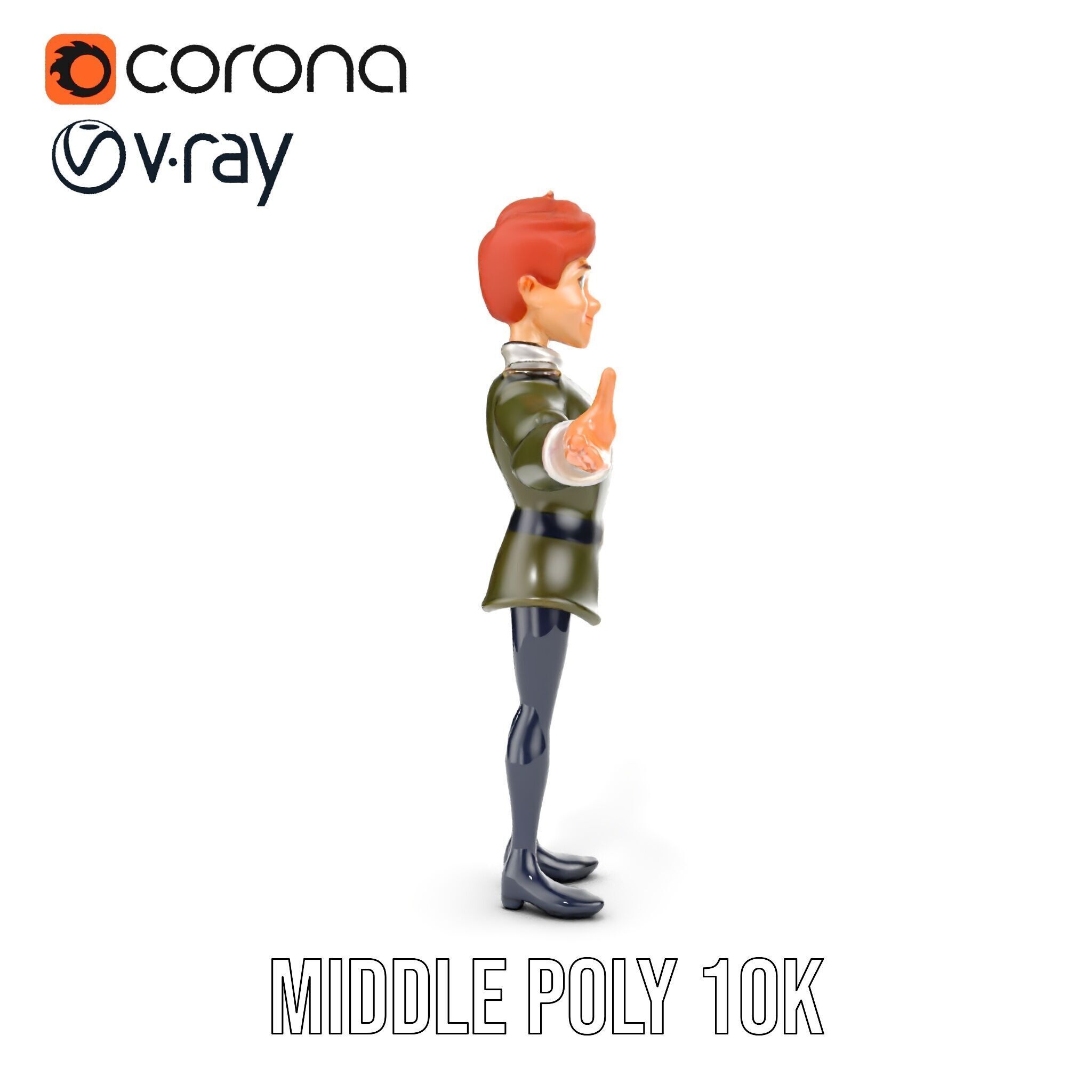 Animated Young Guard Character Rigged and Animated Low-poly 3D model_17