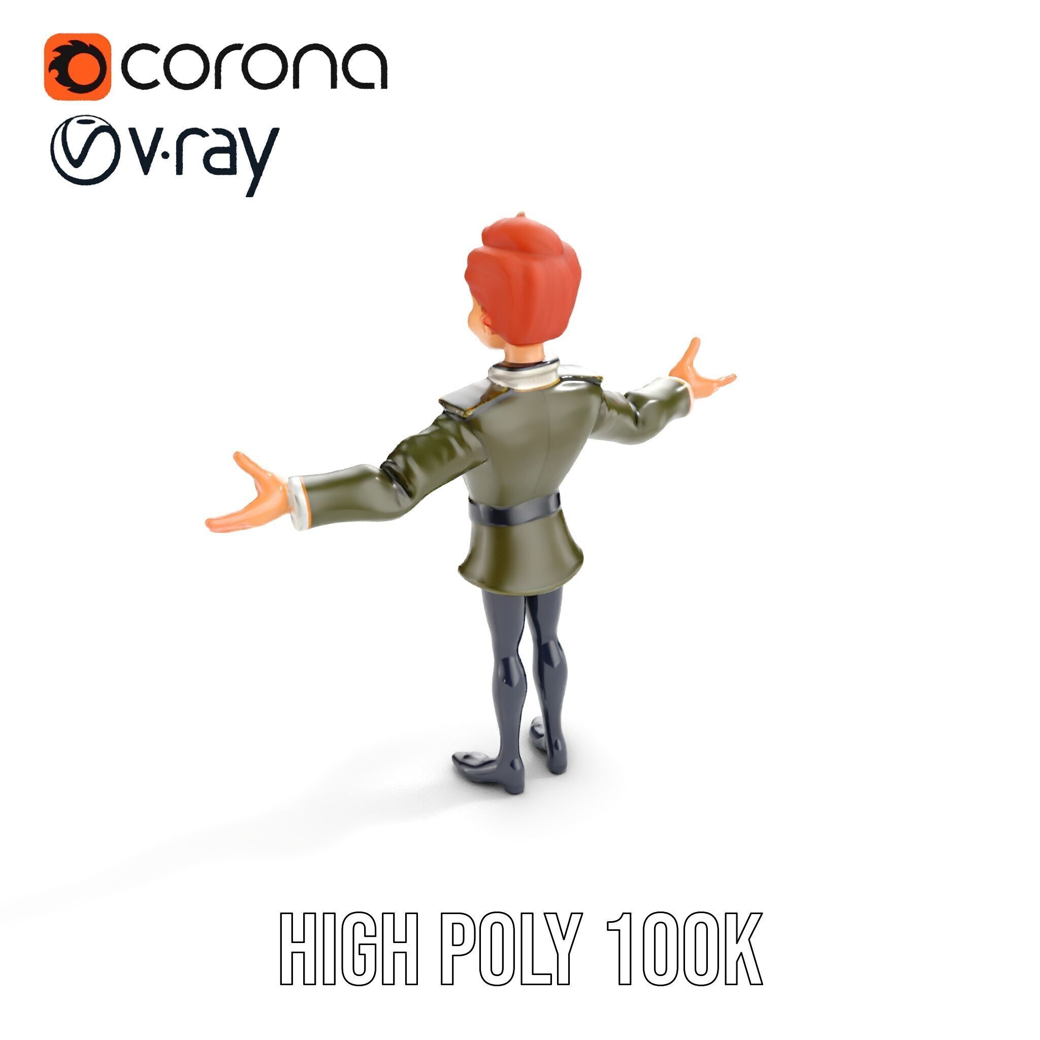 Animated Young Guard Character Rigged and Animated Low-poly 3D model_24
