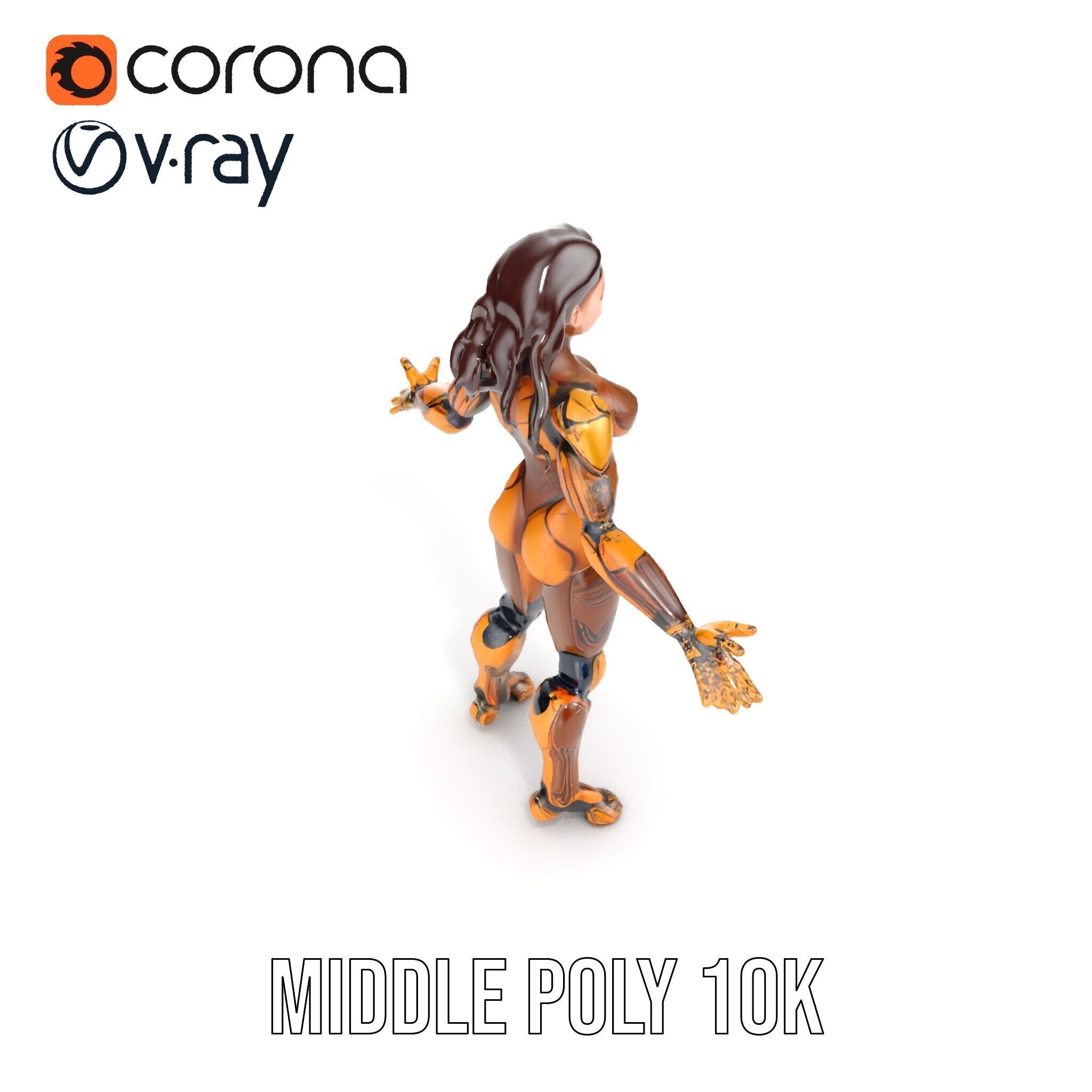 Cyber Warrior Futuristic Female Rigged and Animated D Charact... Low-poly 3D model_20