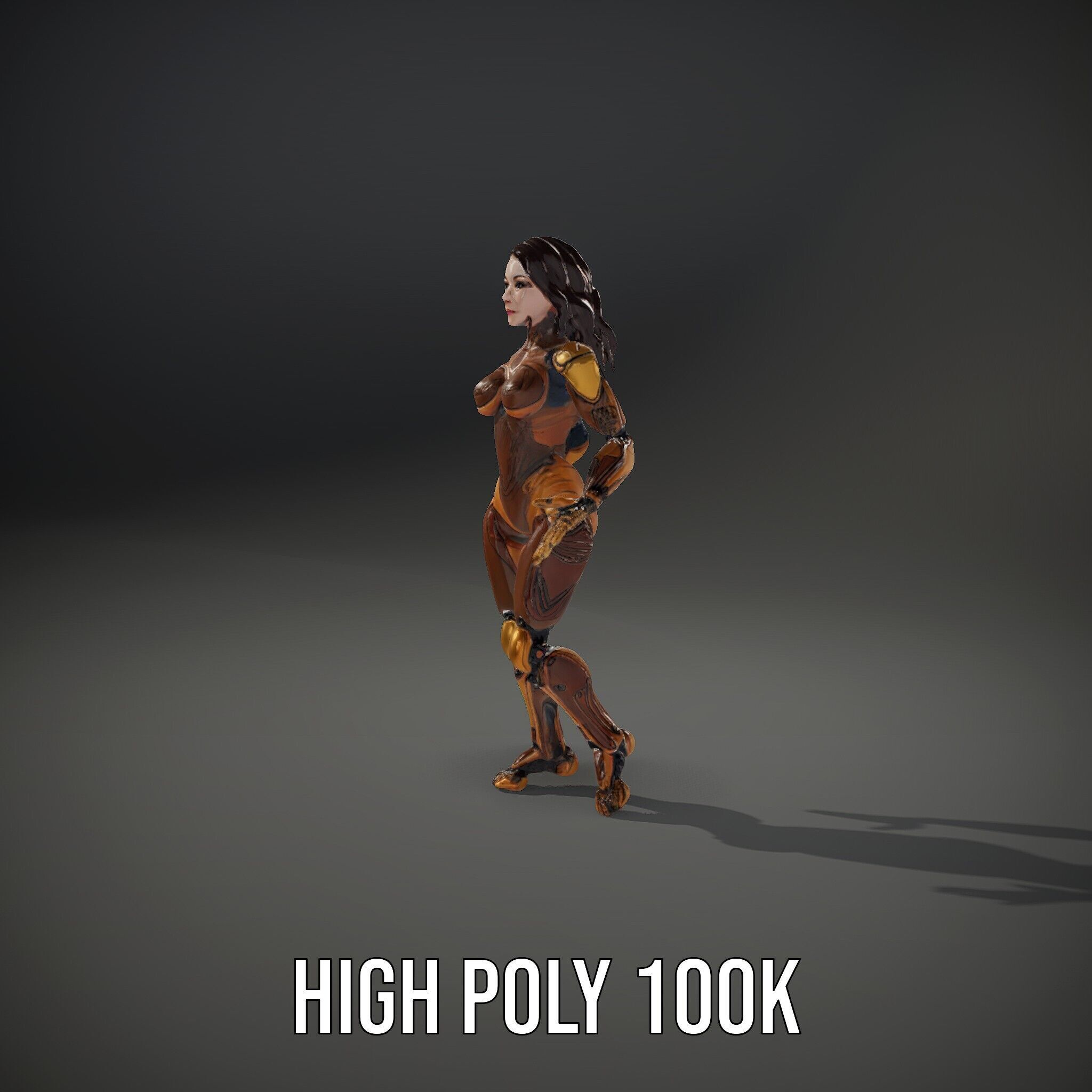 Cyber Warrior Futuristic Female Rigged and Animated D Charact... Low-poly 3D model_8