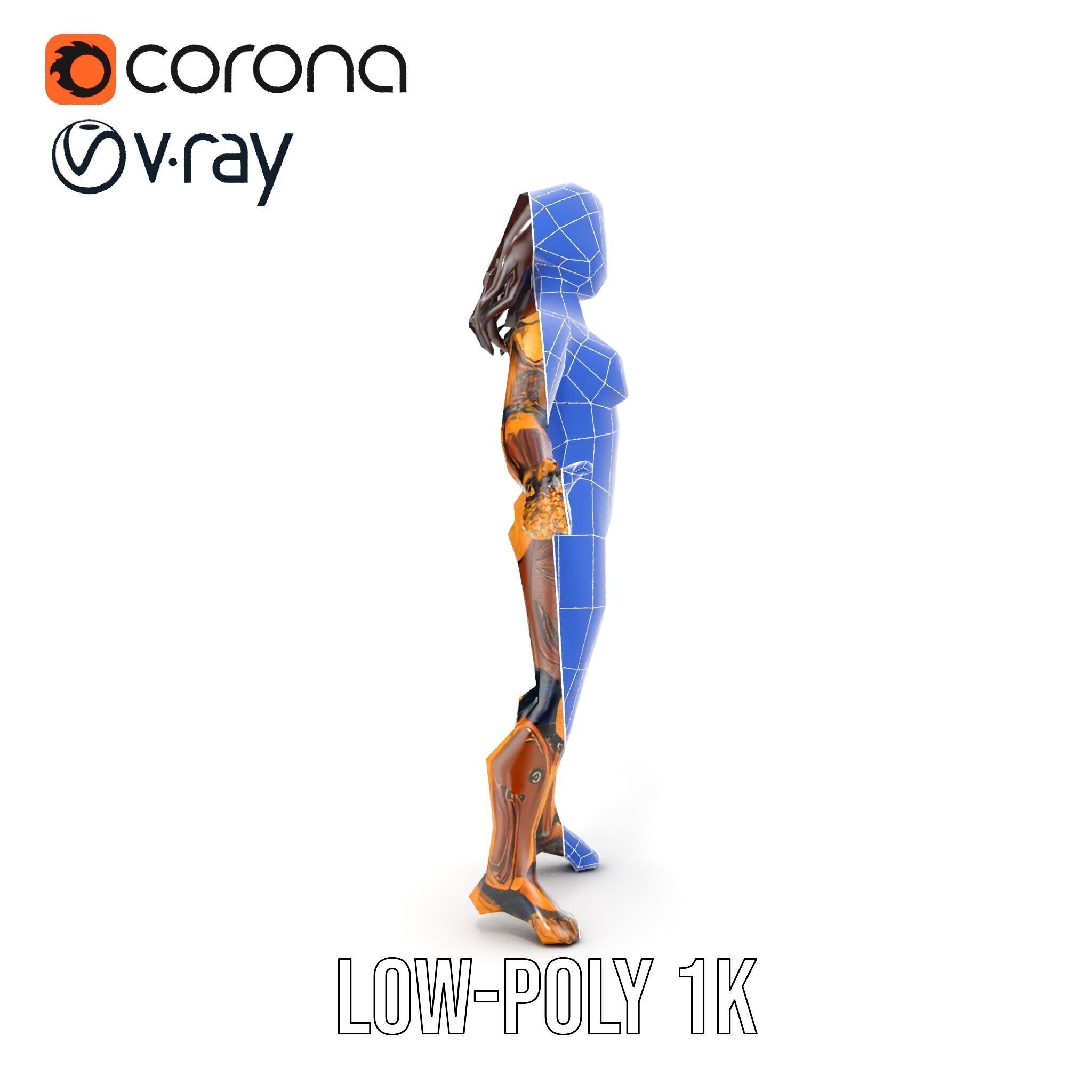 Cyber Warrior Futuristic Female Rigged and Animated D Charact... Low-poly 3D model_23