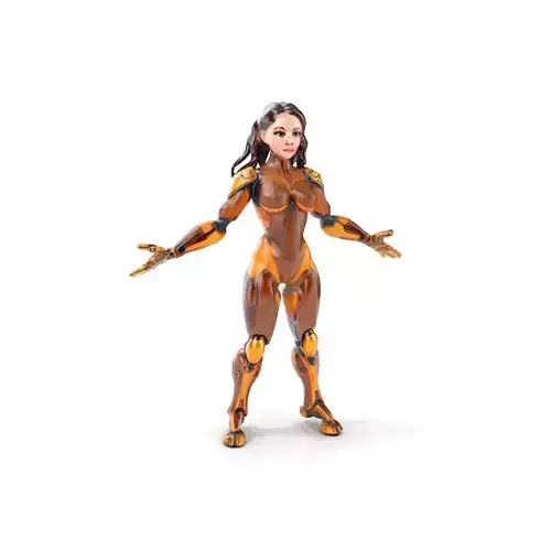 Cyber Warrior Futuristic Female Rigged and Animated D Charact... Low-poly 3D model