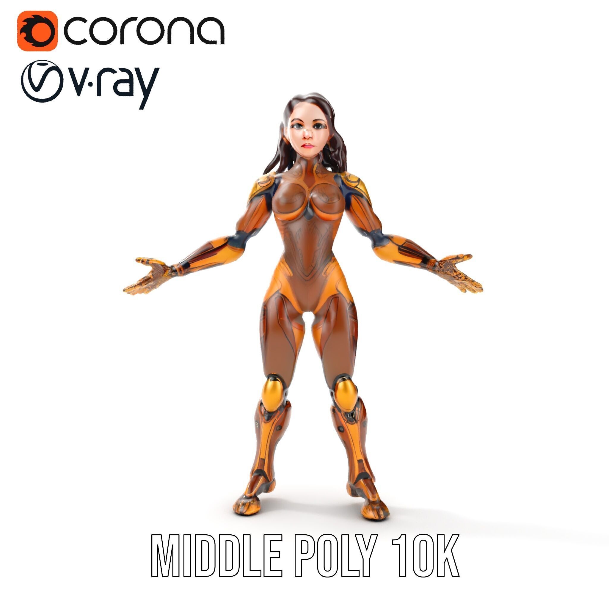 Cyber Warrior Futuristic Female Rigged and Animated D Charact... Low-poly 3D model_17