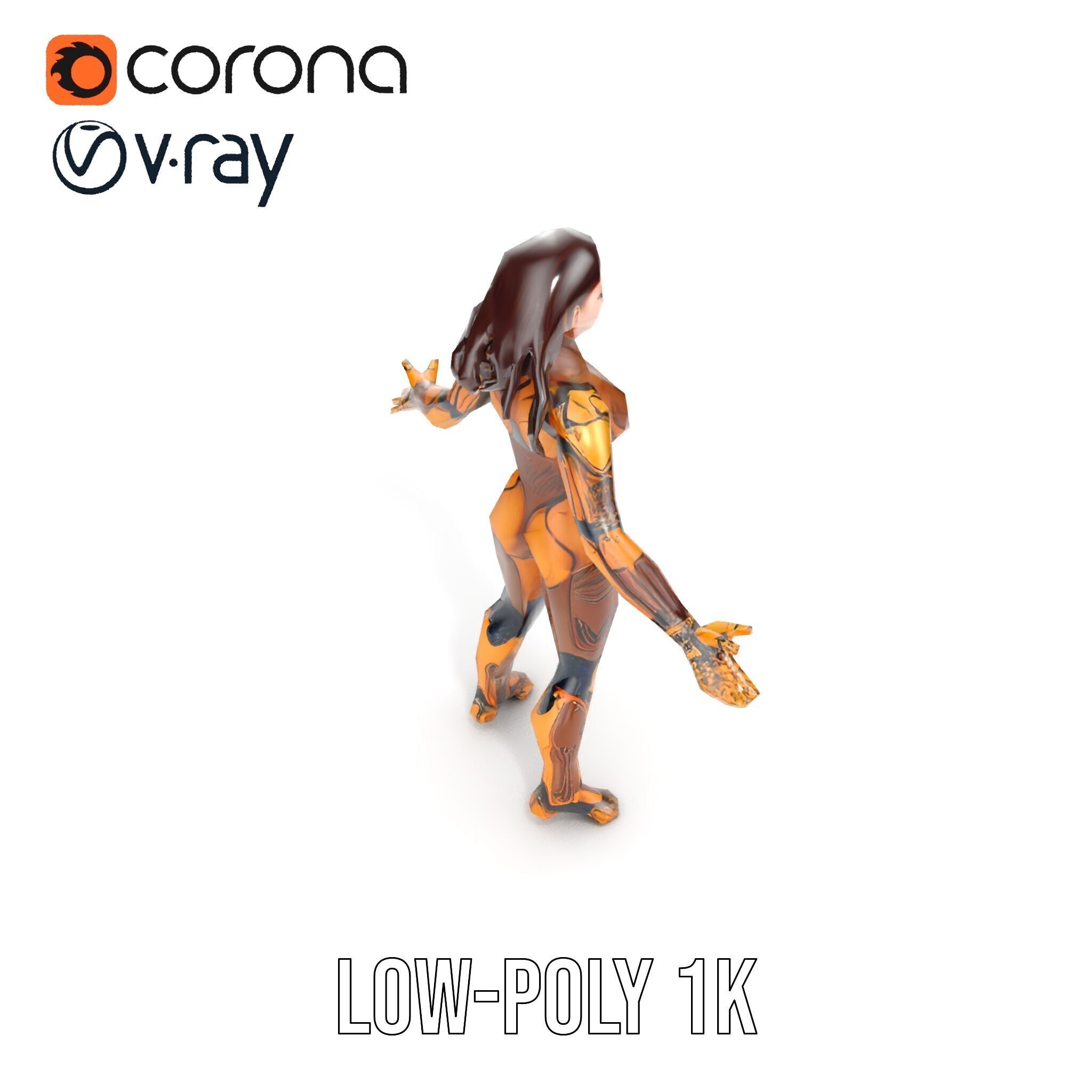 Cyber Warrior Futuristic Female Rigged and Animated D Charact... Low-poly 3D model_29