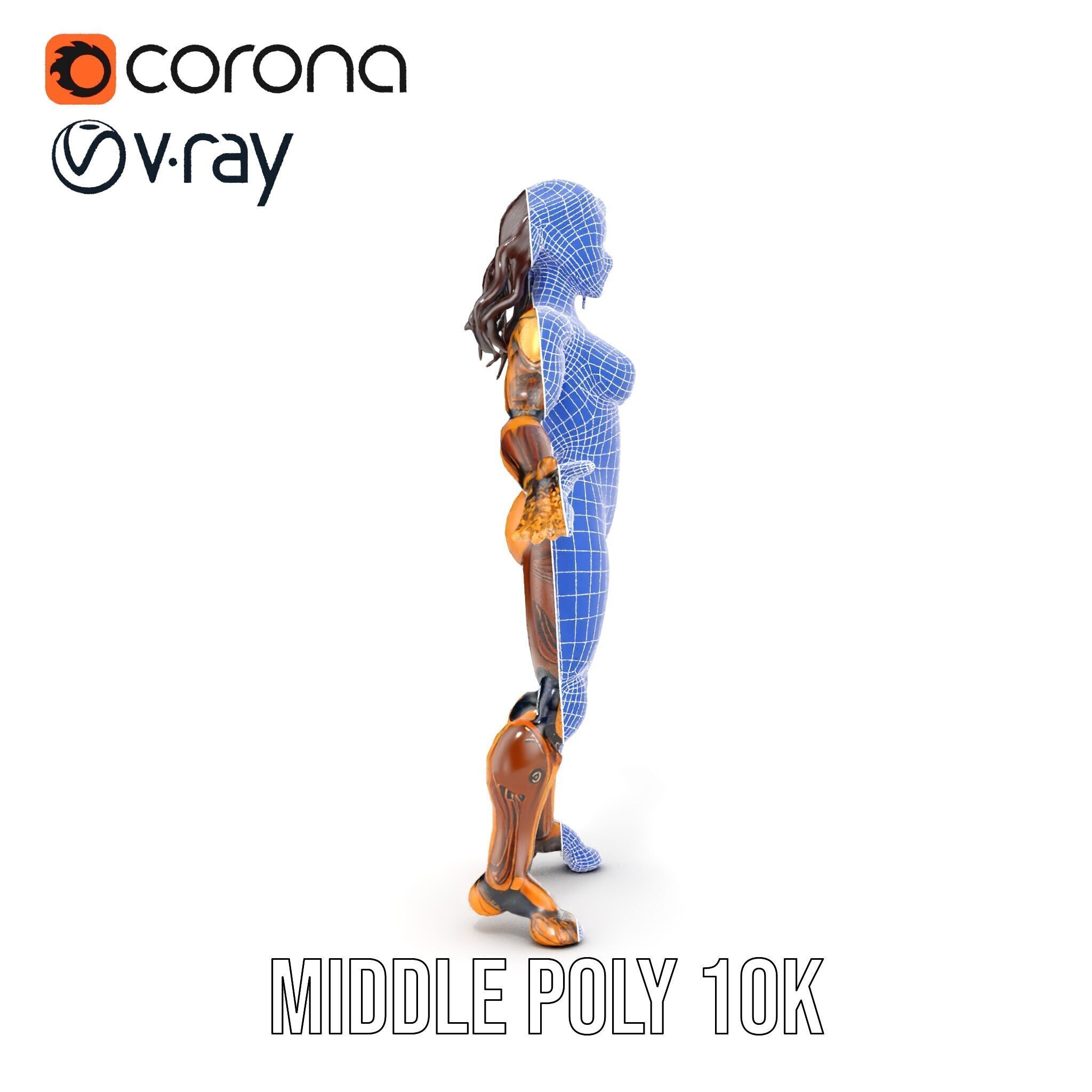 Cyber Warrior Futuristic Female Rigged and Animated D Charact... Low-poly 3D model_34