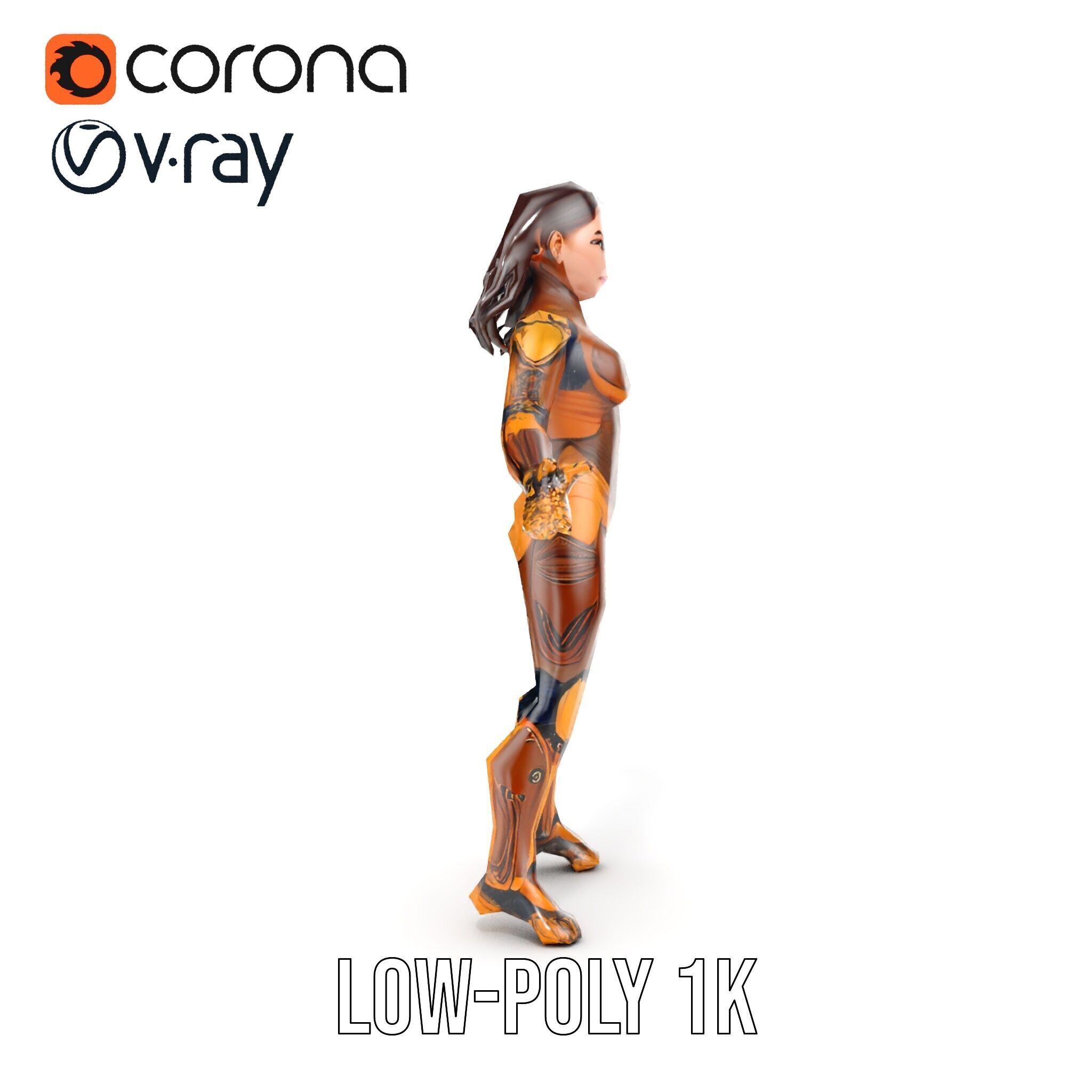 Cyber Warrior Futuristic Female Rigged and Animated D Charact... Low-poly 3D model_16