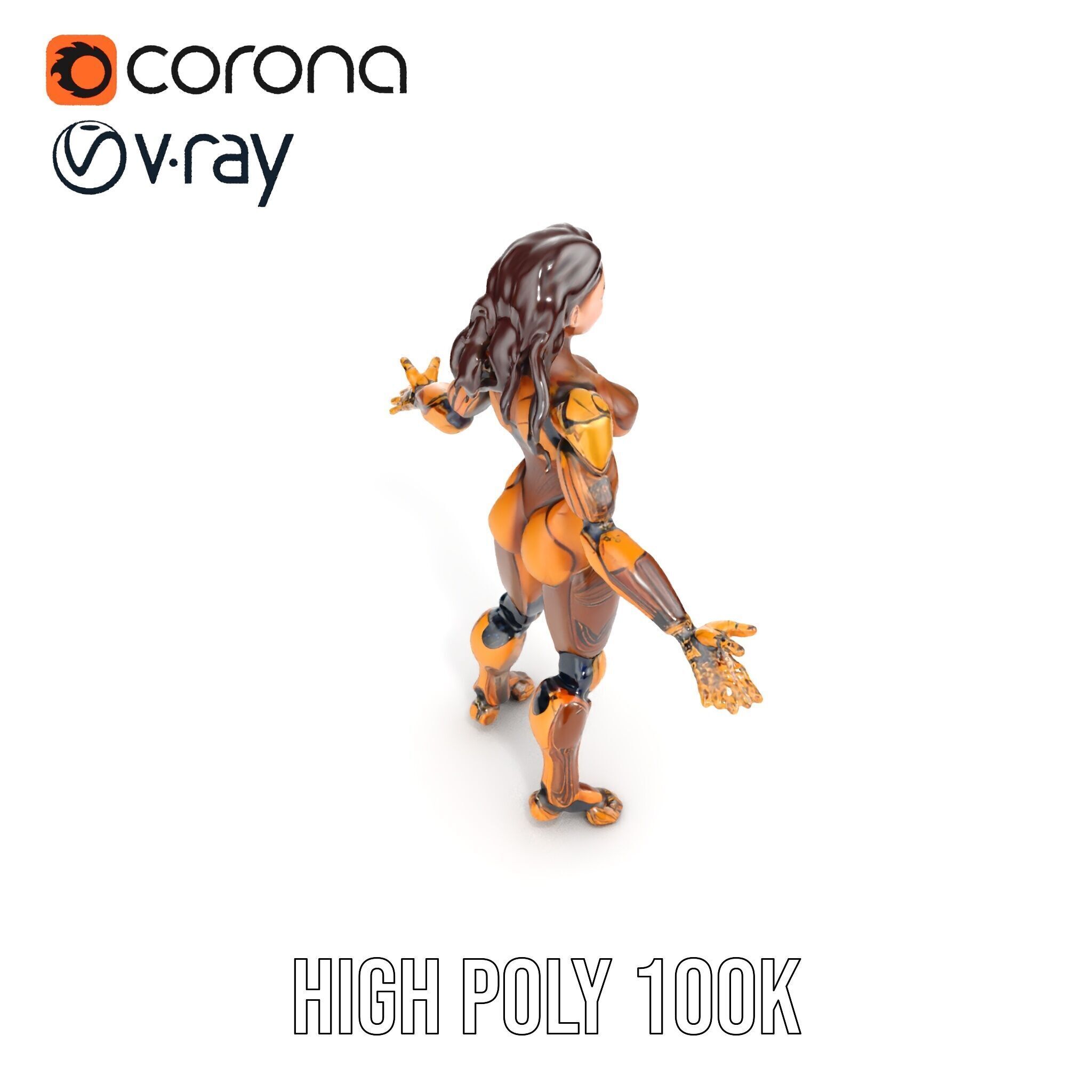 Cyber Warrior Futuristic Female Rigged and Animated D Charact... Low-poly 3D model_24