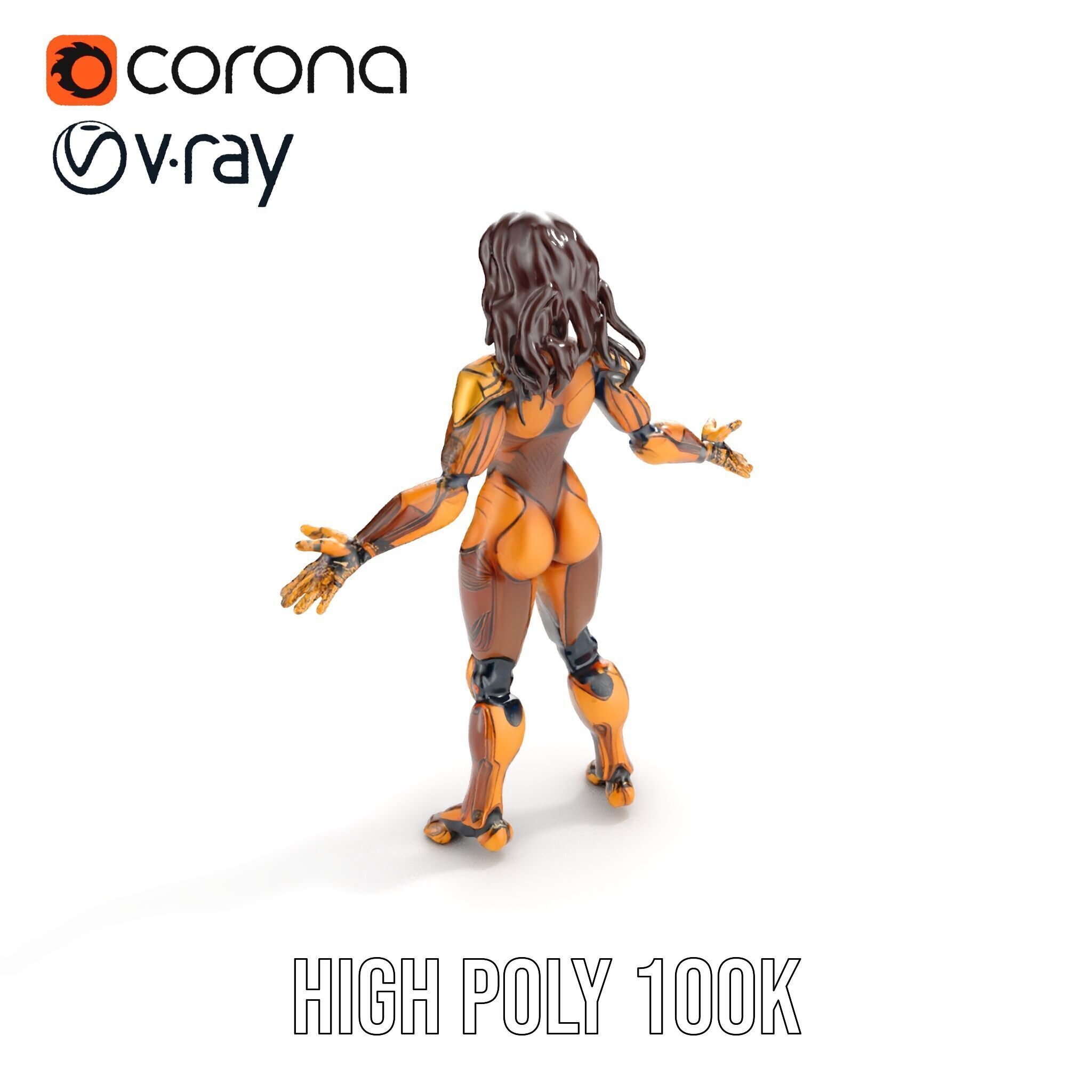 Cyber Warrior Futuristic Female Rigged and Animated D Charact... Low-poly 3D model_19