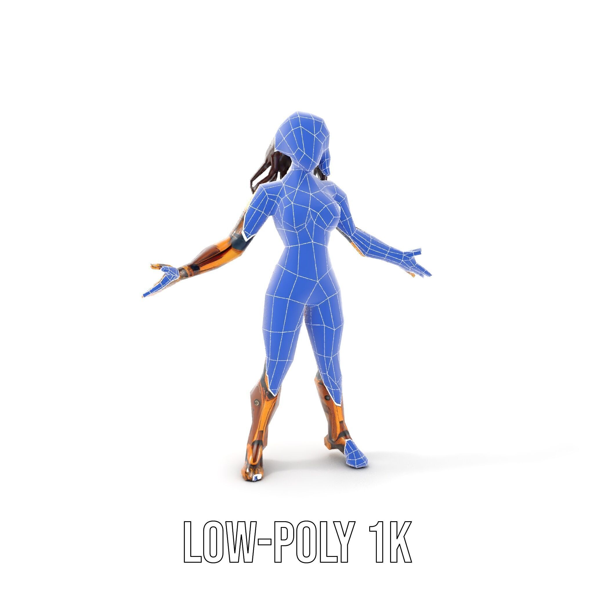 Cyber Warrior Futuristic Female Rigged and Animated D Charact... Low-poly 3D model_26