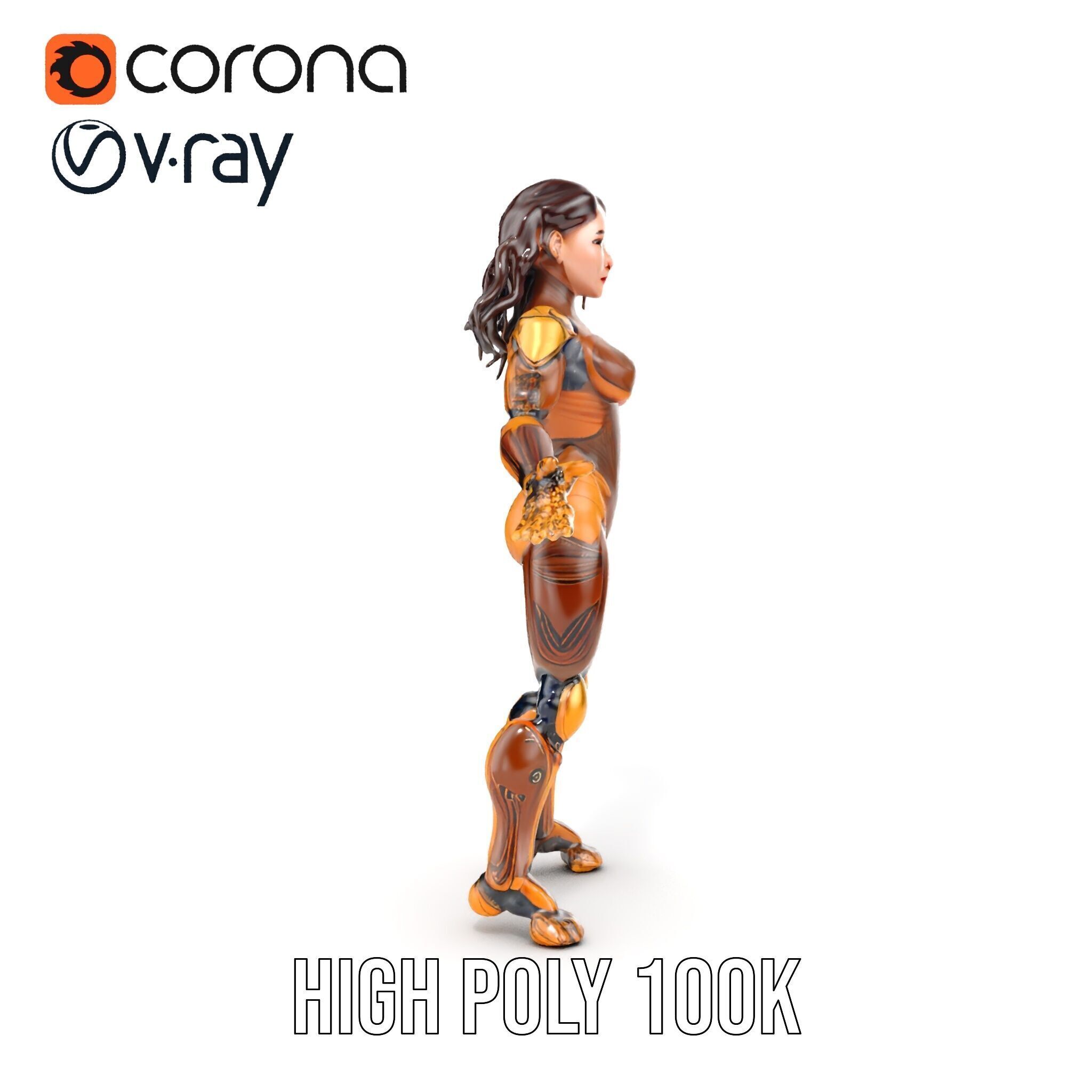 Cyber Warrior Futuristic Female Rigged and Animated D Charact... Low-poly 3D model_33