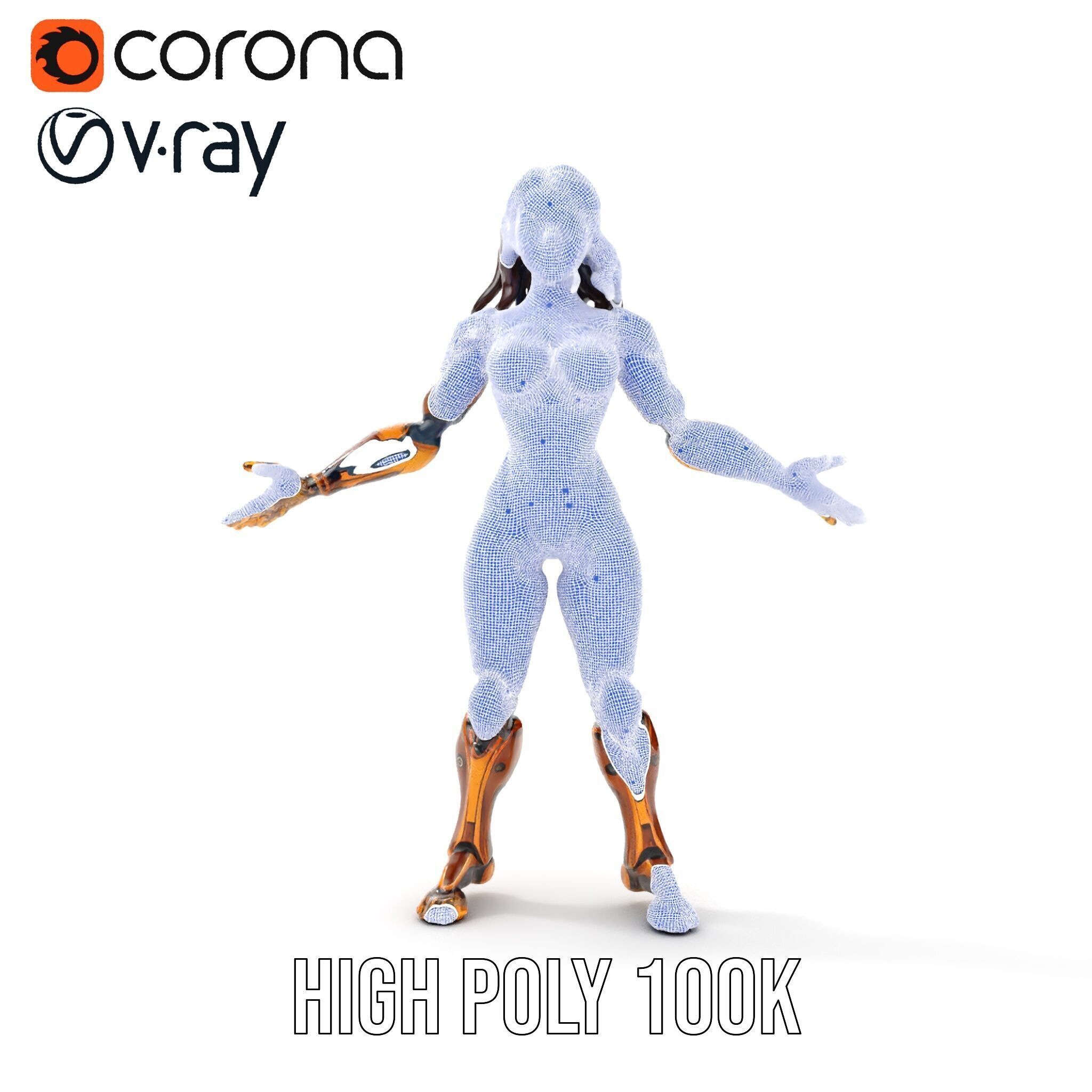 Cyber Warrior Futuristic Female Rigged and Animated D Charact... Low-poly 3D model_40