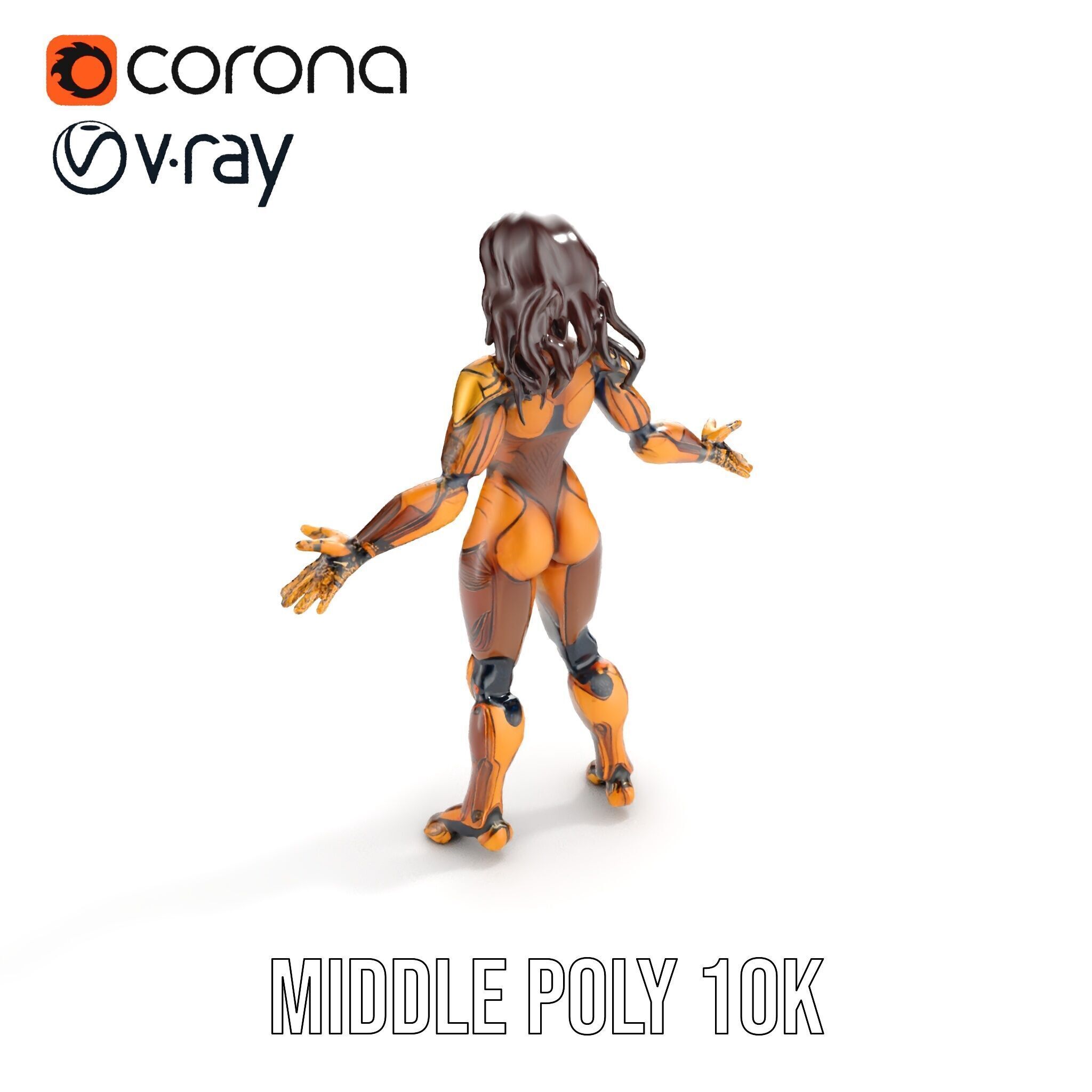 Cyber Warrior Futuristic Female Rigged and Animated D Charact... Low-poly 3D model_15