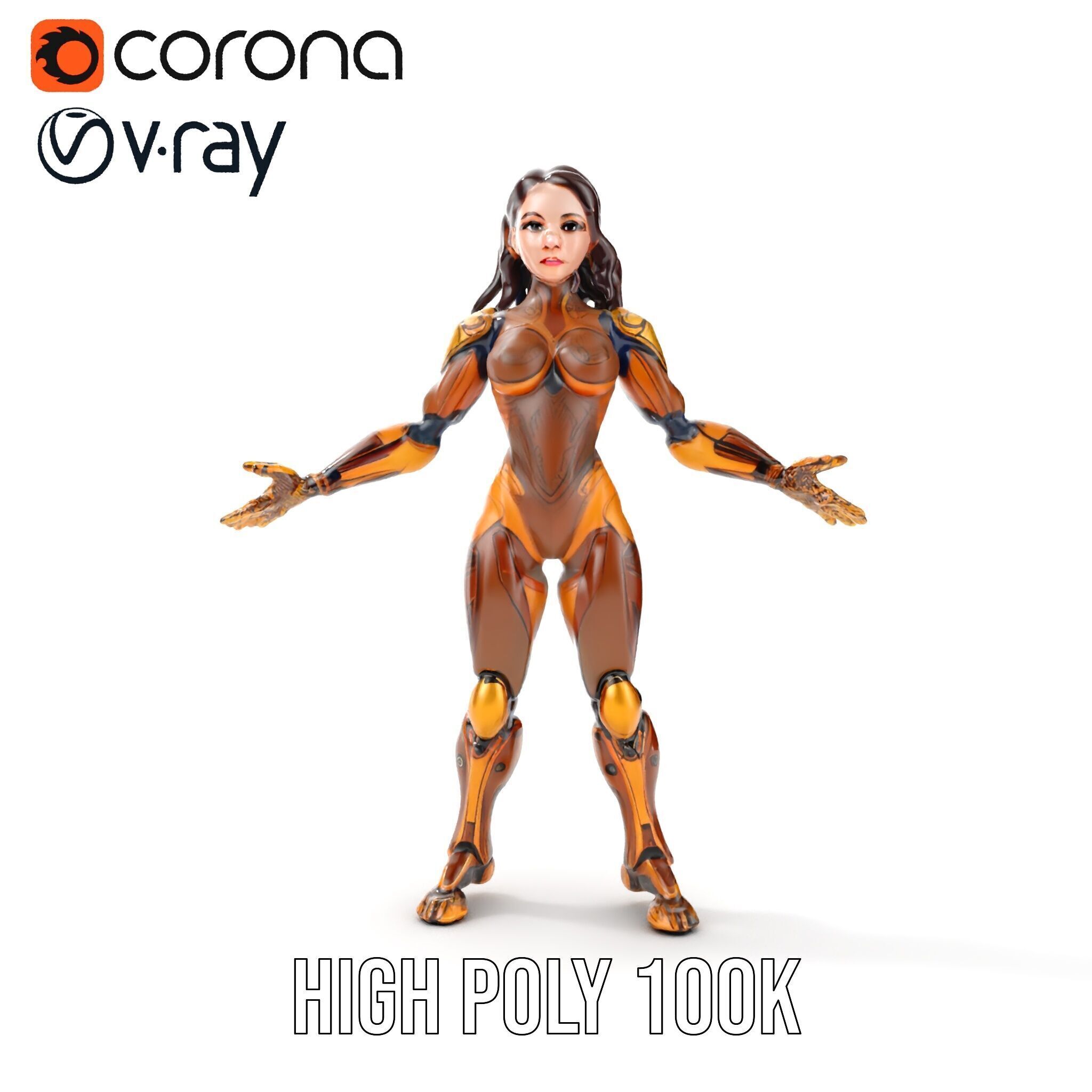 Cyber Warrior Futuristic Female Rigged and Animated D Charact... Low-poly 3D model_27
