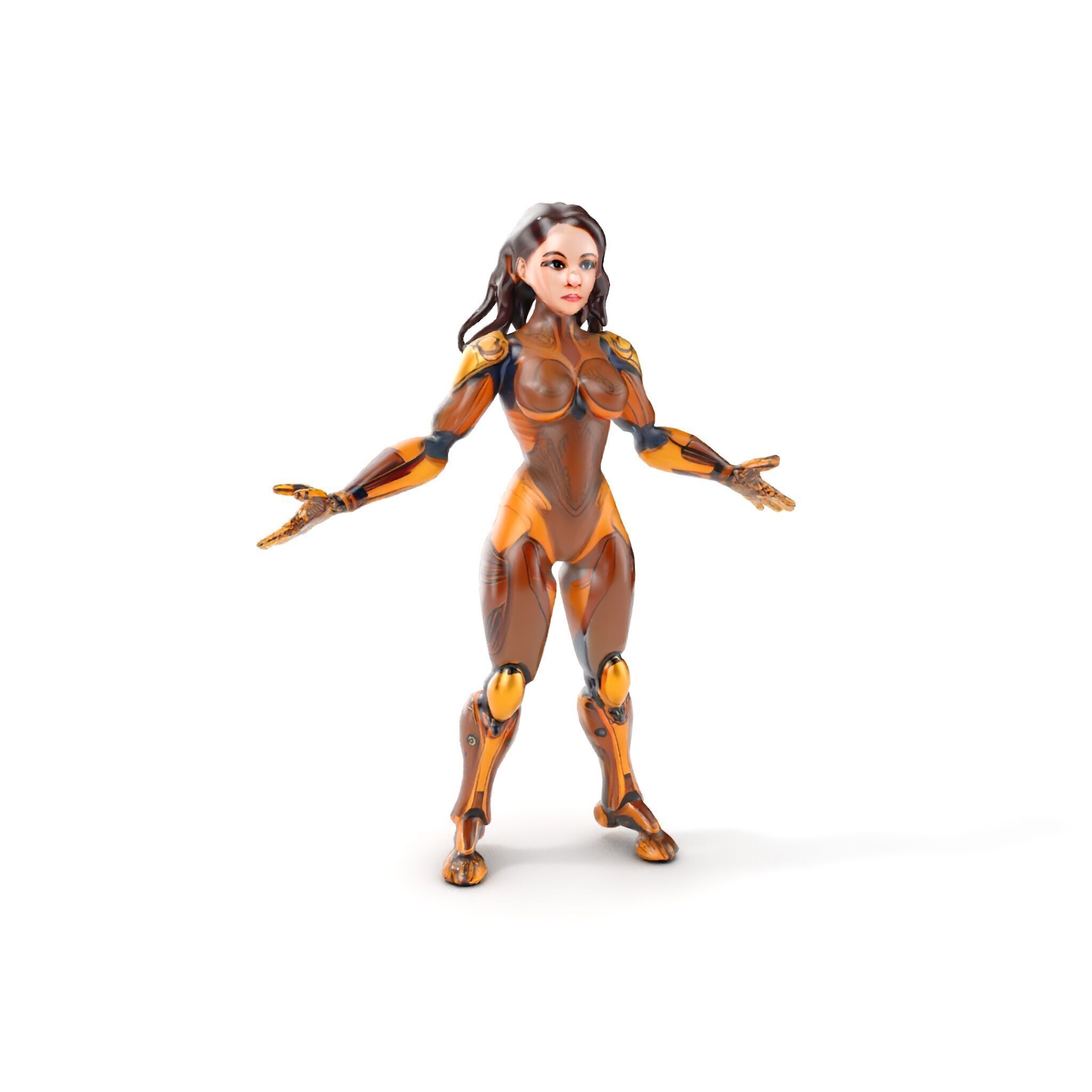 Cyber Warrior Futuristic Female Rigged and Animated D Charact... Low-poly 3D model_12