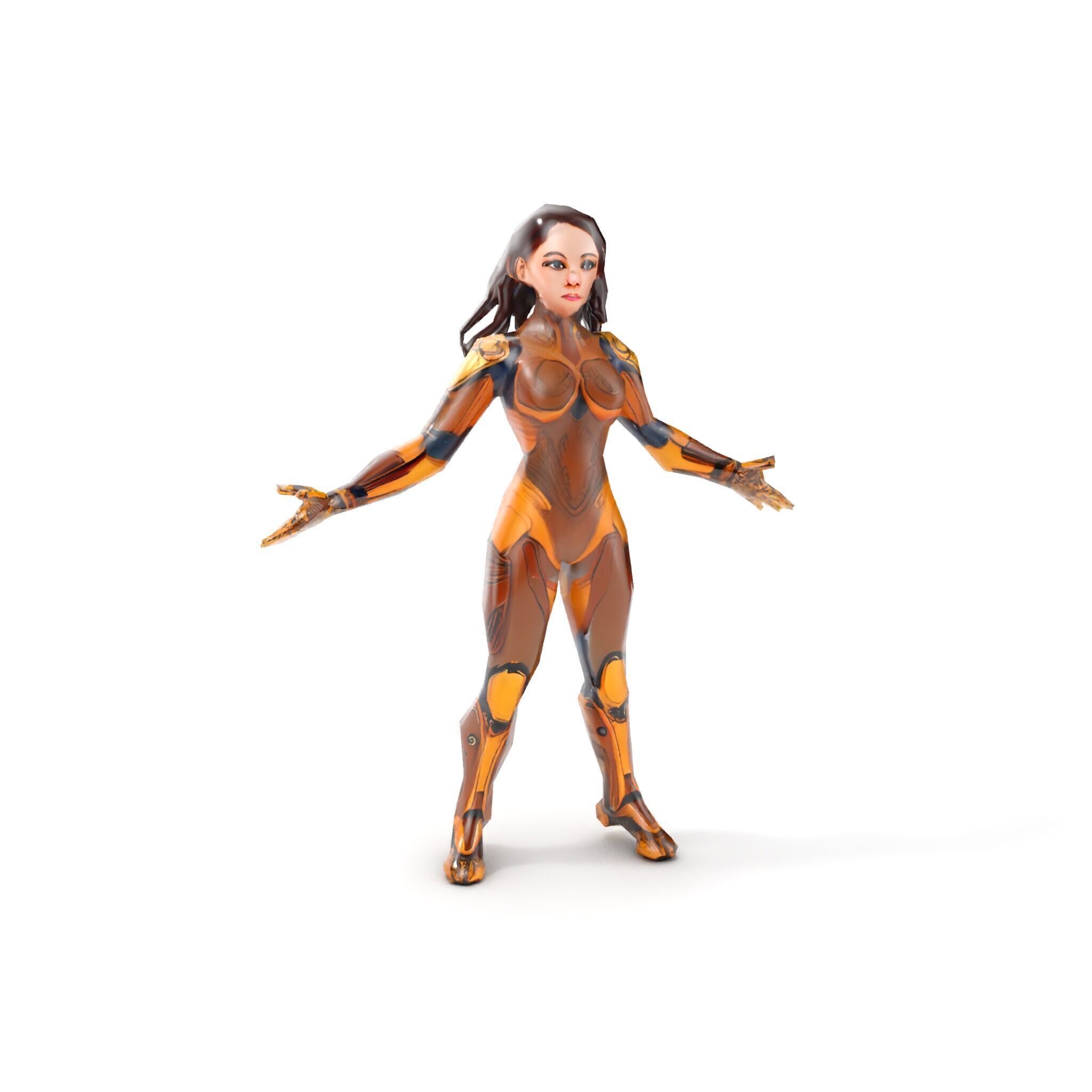 Cyber Warrior Futuristic Female Rigged and Animated D Charact... Low-poly 3D model_18
