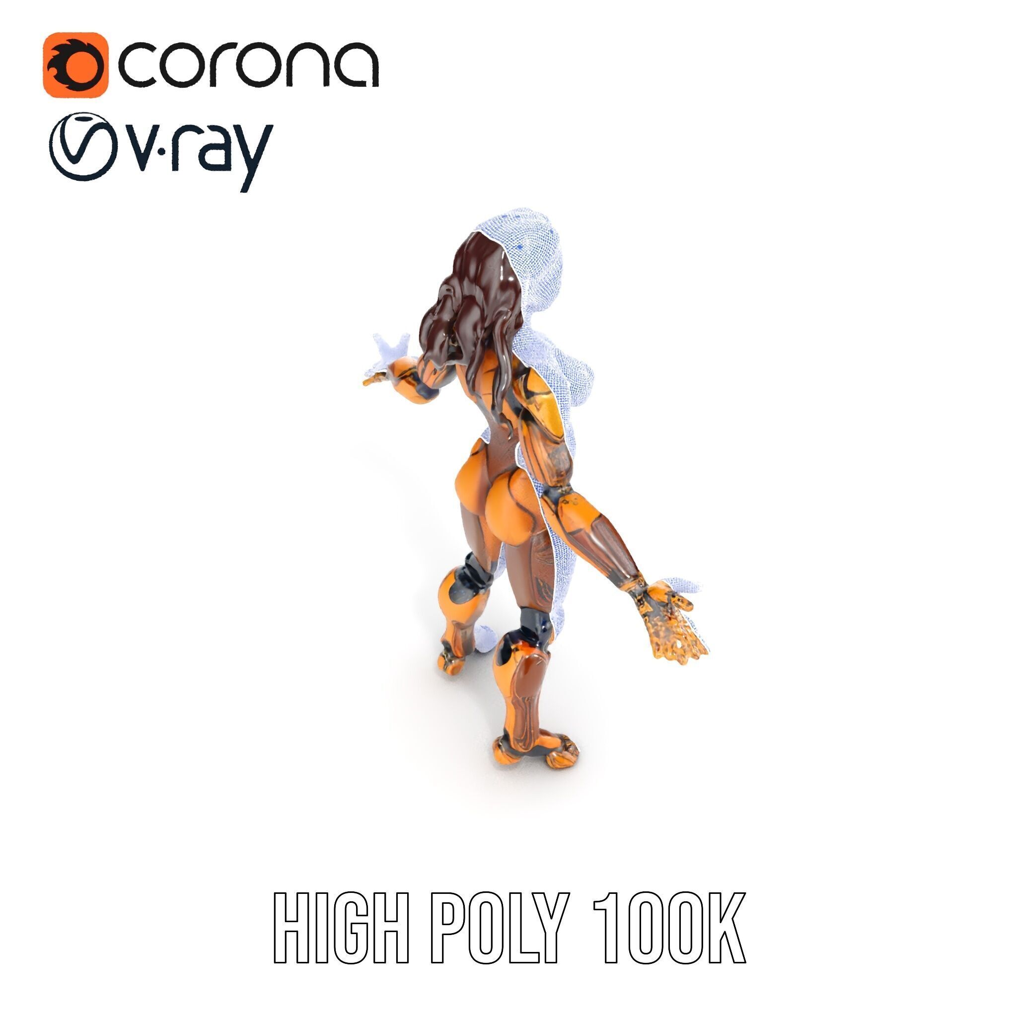 Cyber Warrior Futuristic Female Rigged and Animated D Charact... Low-poly 3D model_36