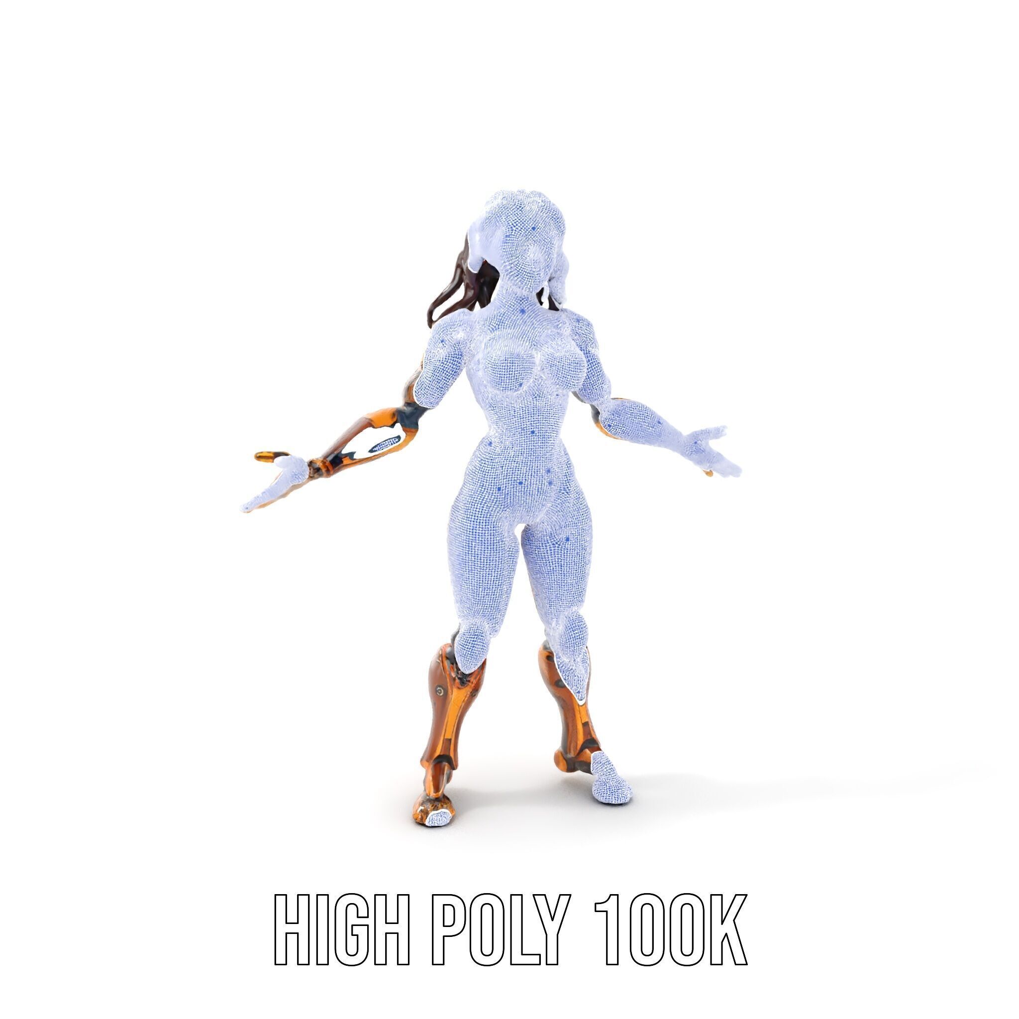 Cyber Warrior Futuristic Female Rigged and Animated D Charact... Low-poly 3D model_4