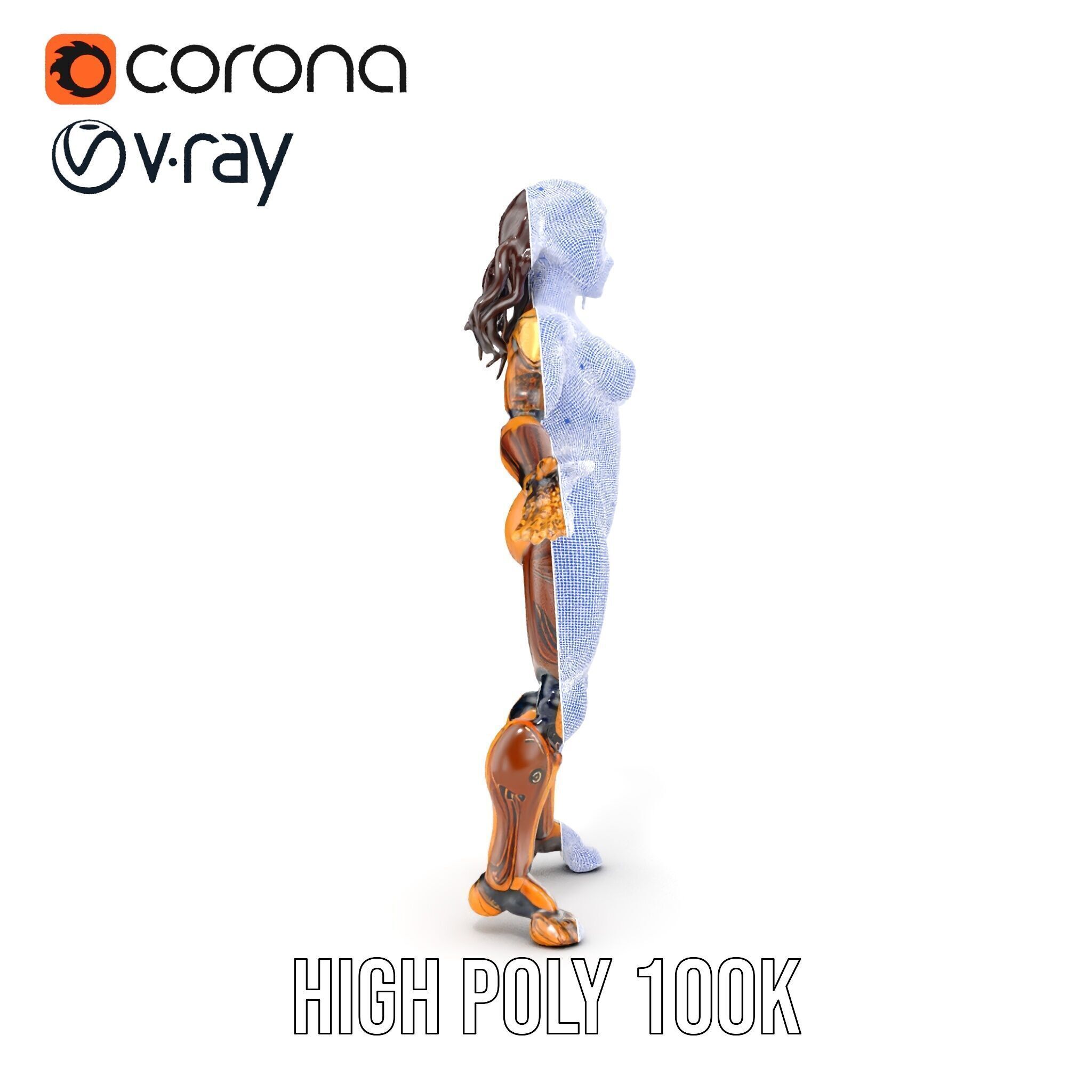 Cyber Warrior Futuristic Female Rigged and Animated D Charact... Low-poly 3D model_30