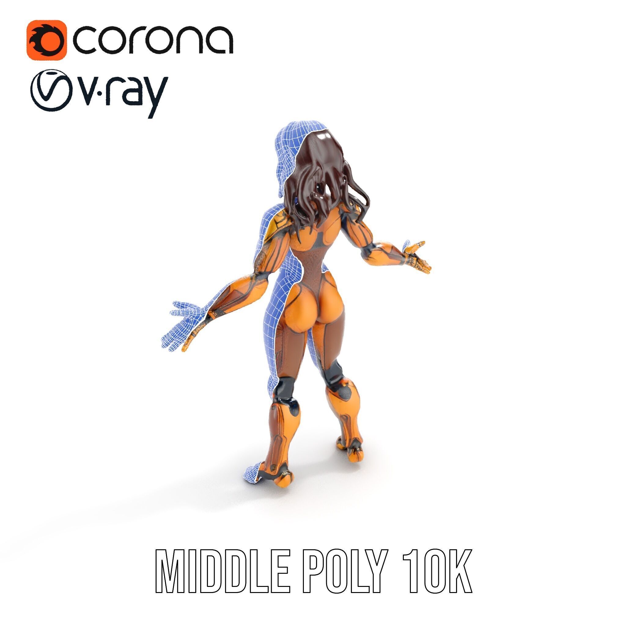 Cyber Warrior Futuristic Female Rigged and Animated D Charact... Low-poly 3D model_22