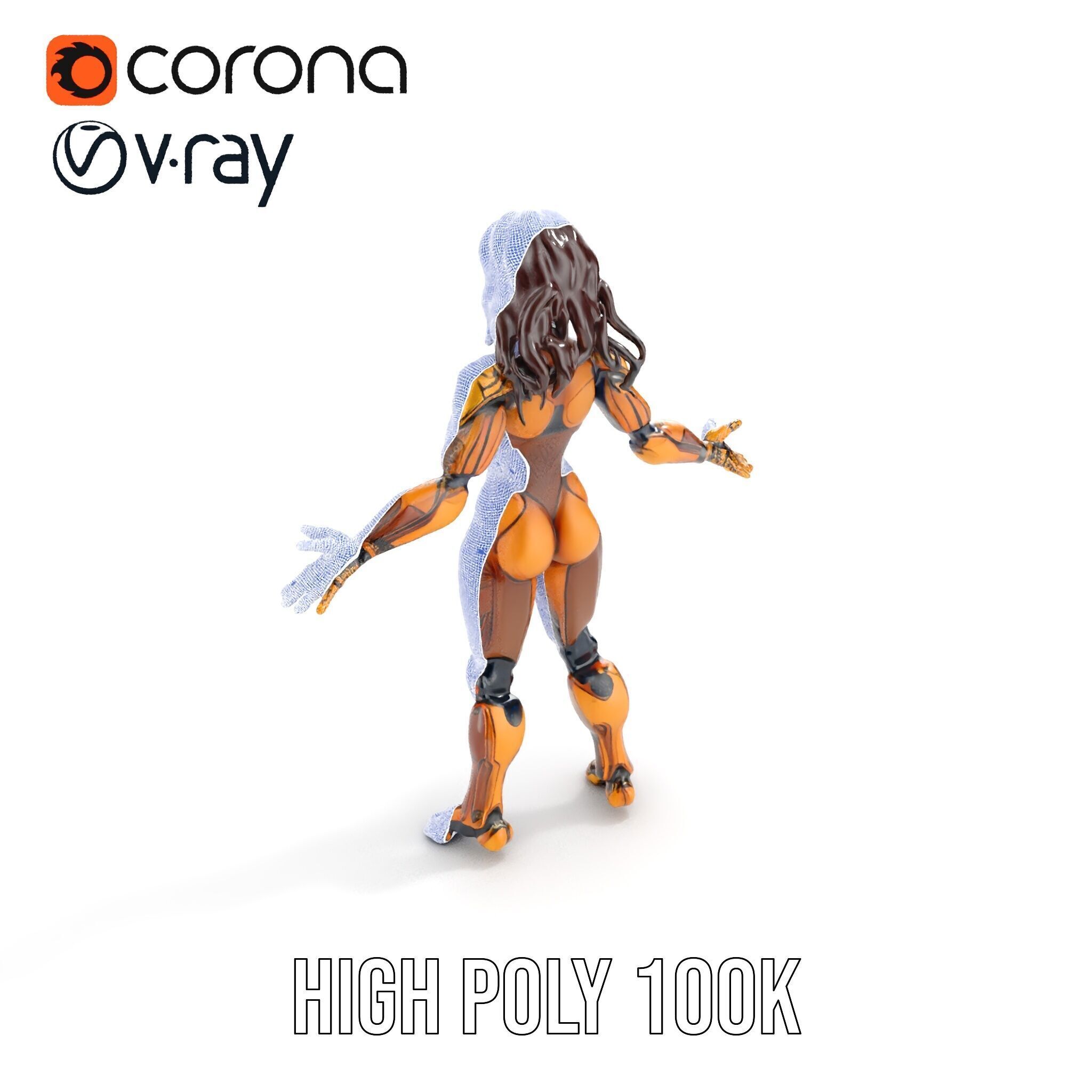 Cyber Warrior Futuristic Female Rigged and Animated D Charact... Low-poly 3D model_38