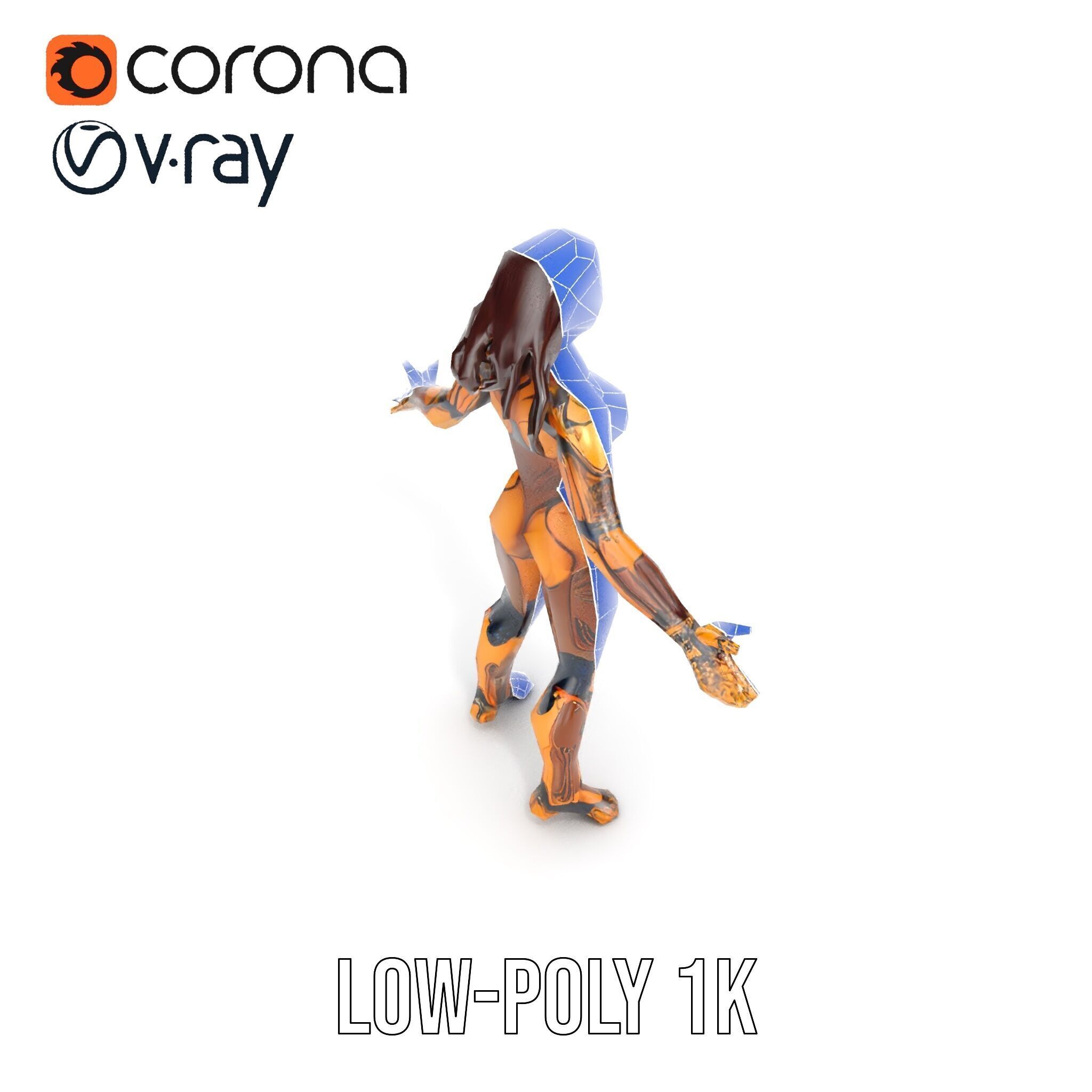 Cyber Warrior Futuristic Female Rigged and Animated D Charact... Low-poly 3D model_21