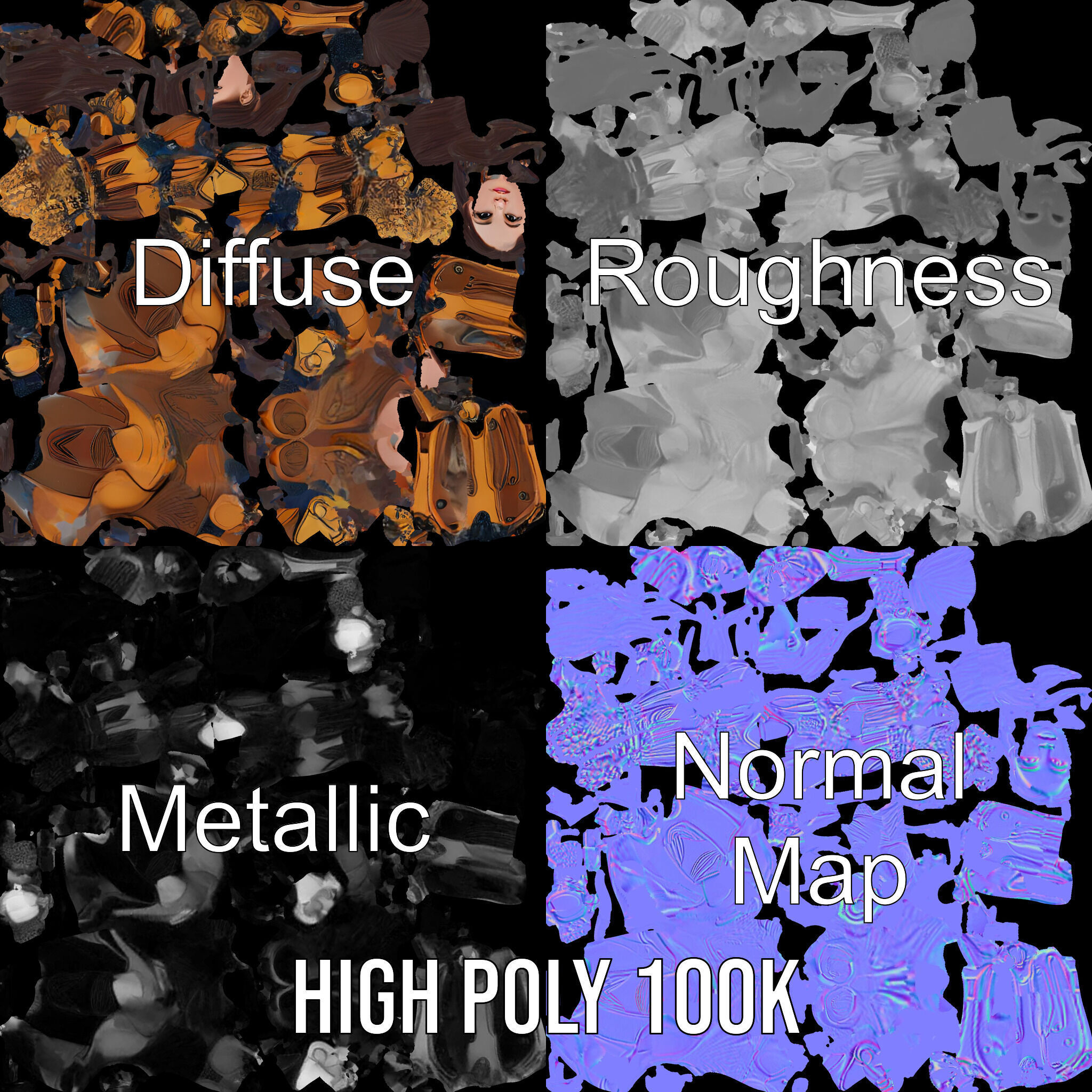 Cyber Warrior Futuristic Female Rigged and Animated D Charact... Low-poly 3D model_3