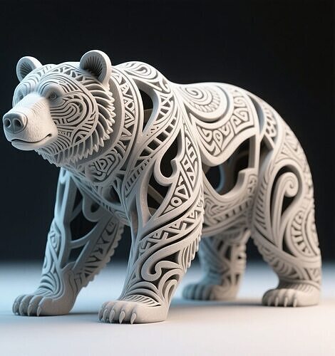 Hollow Tribal Bear Sculpture Guardian Totem Form 3D print model
