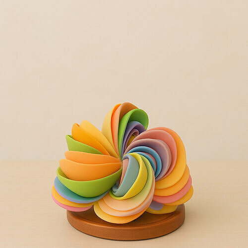 Modern Swirl Flower 3D Print Model  Multicolor Decorative STL 3D print model