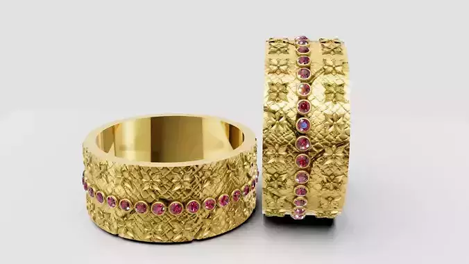 floral gold ring 3D printable model      