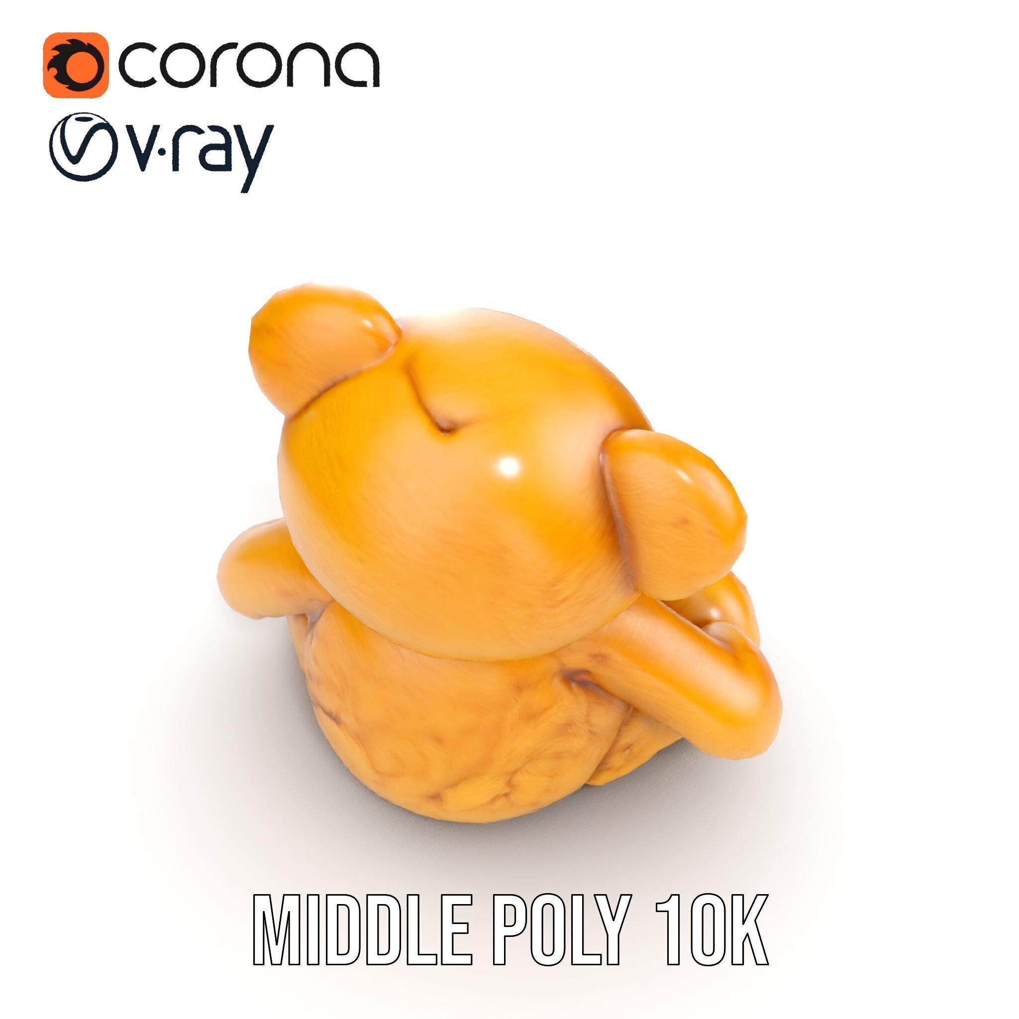 Fluffy Teddy Bear with Bow Model Pack Low-poly 3D model_18