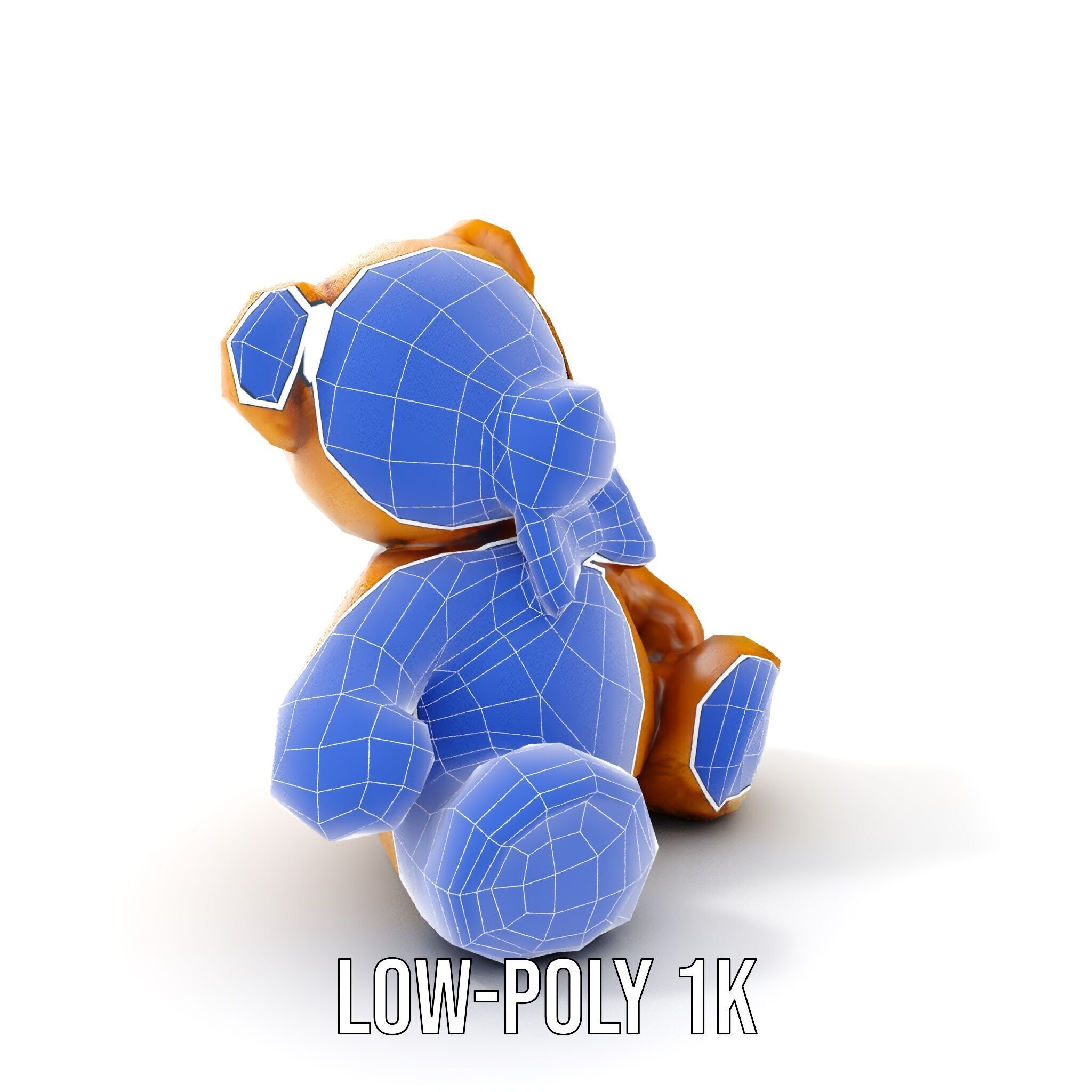 Fluffy Teddy Bear with Bow Model Pack Low-poly 3D model_19
