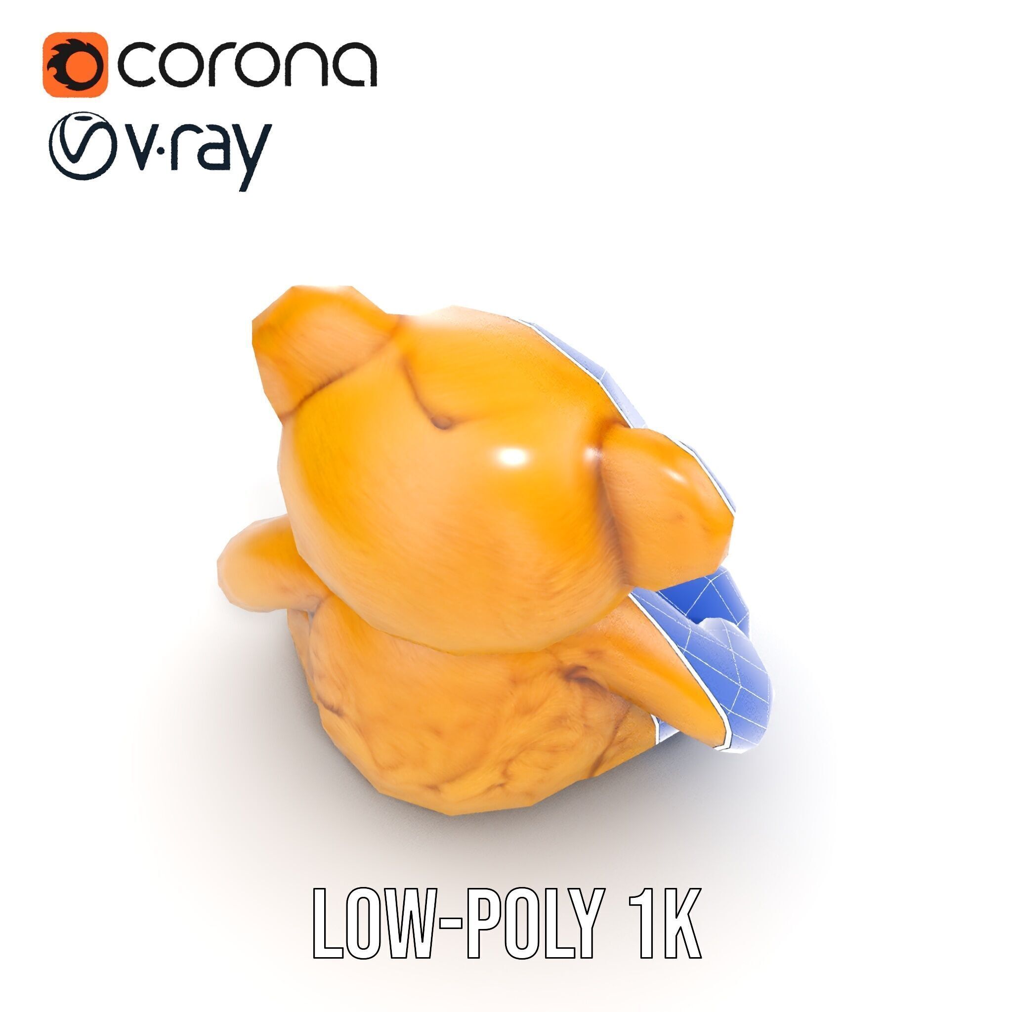 Fluffy Teddy Bear with Bow Model Pack Low-poly 3D model_21