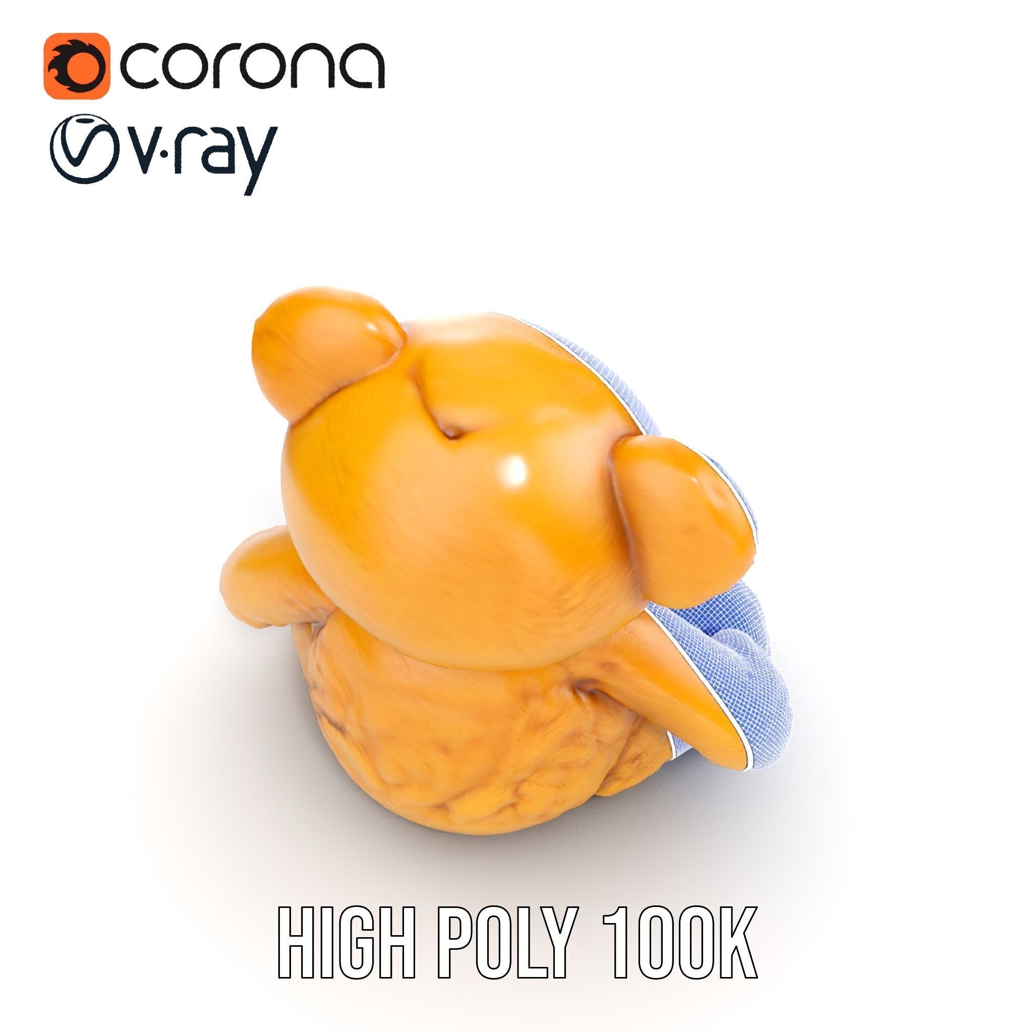 Fluffy Teddy Bear with Bow Model Pack Low-poly 3D model_29