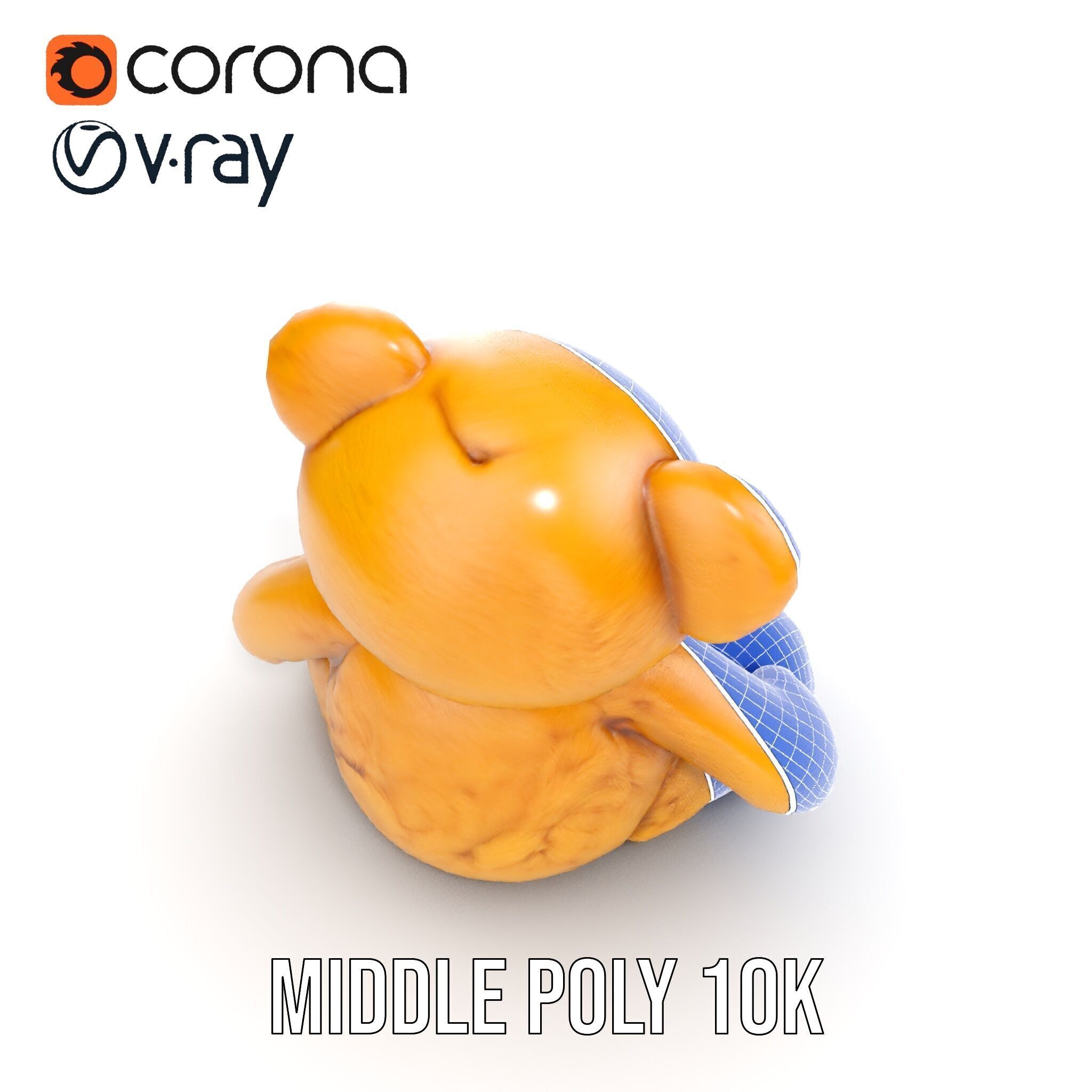 Fluffy Teddy Bear with Bow Model Pack Low-poly 3D model_27