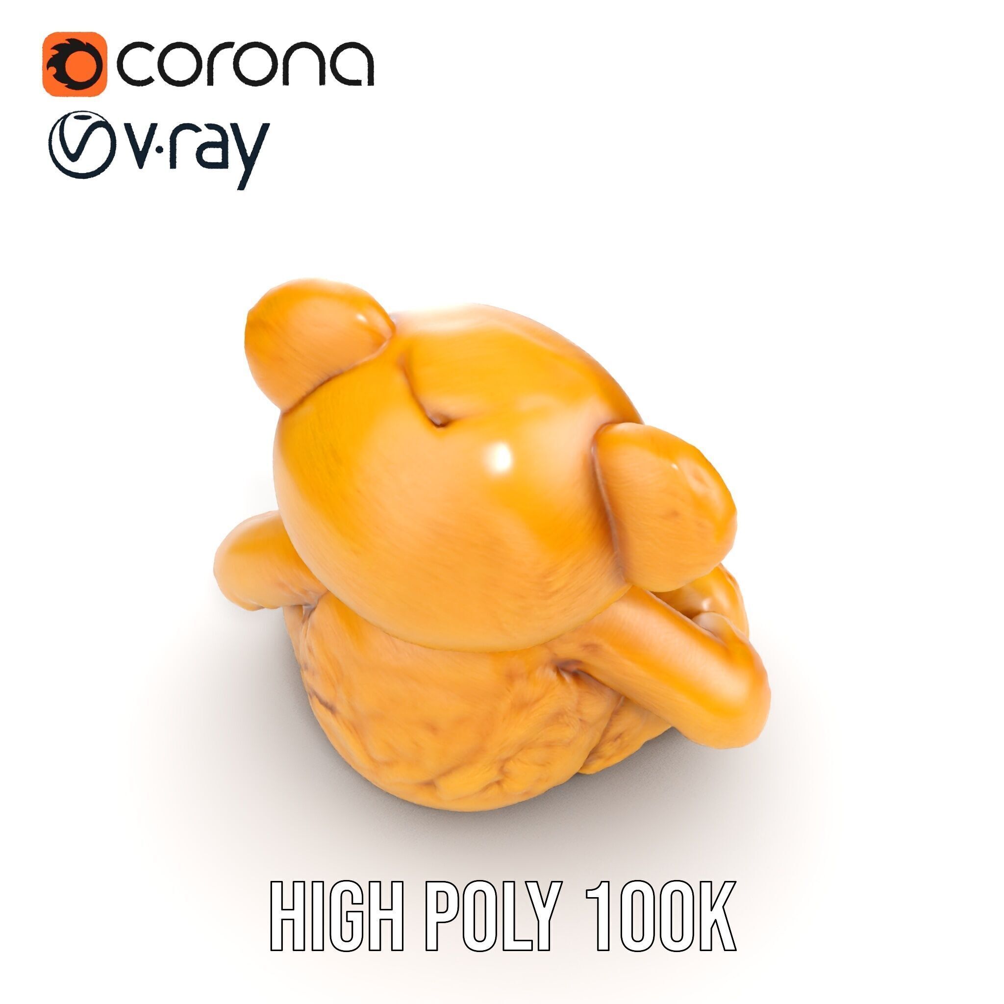 Fluffy Teddy Bear with Bow Model Pack Low-poly 3D model_24