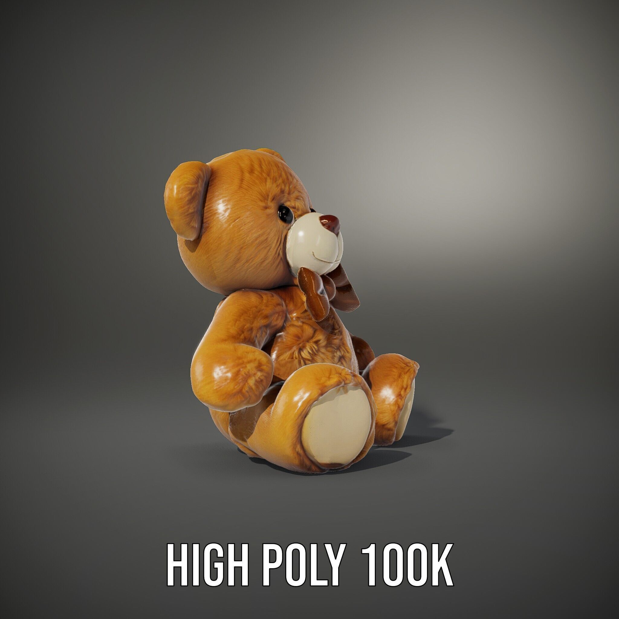 Fluffy Teddy Bear with Bow Model Pack Low-poly 3D model_11
