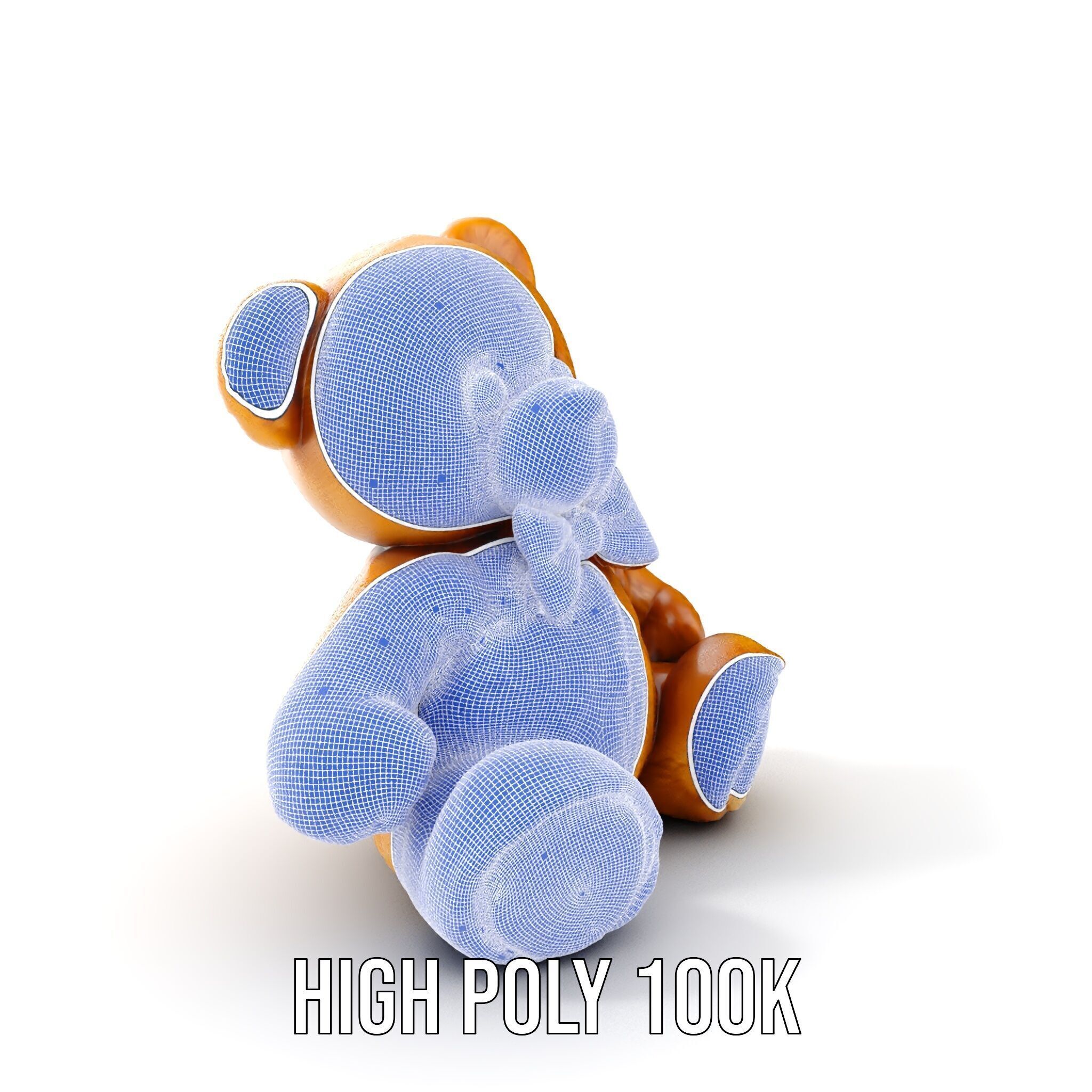 Fluffy Teddy Bear with Bow Model Pack Low-poly 3D model_4