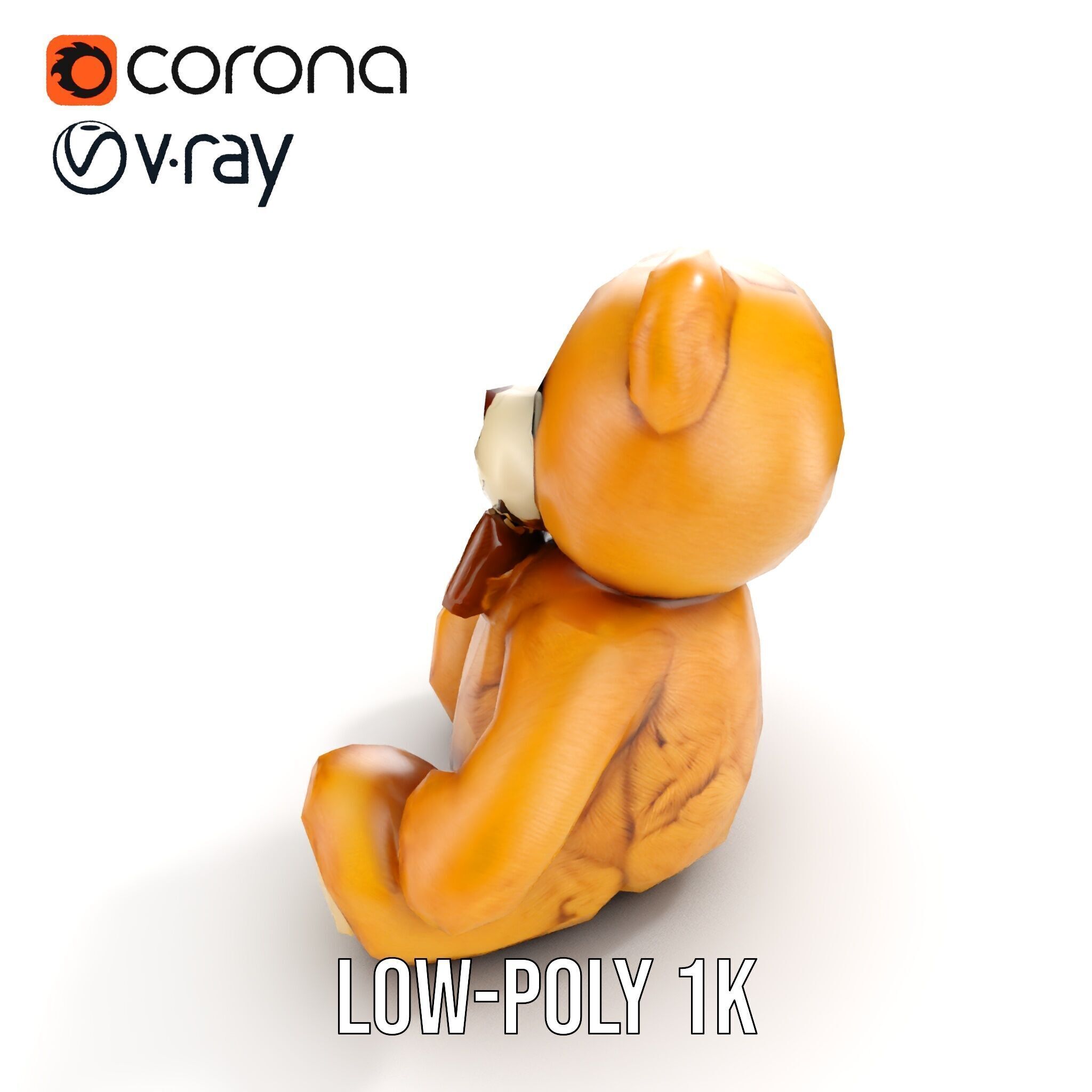 Fluffy Teddy Bear with Bow Model Pack Low-poly 3D model_16